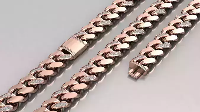 14 MM Cuban chain link diamond 3D print model v101