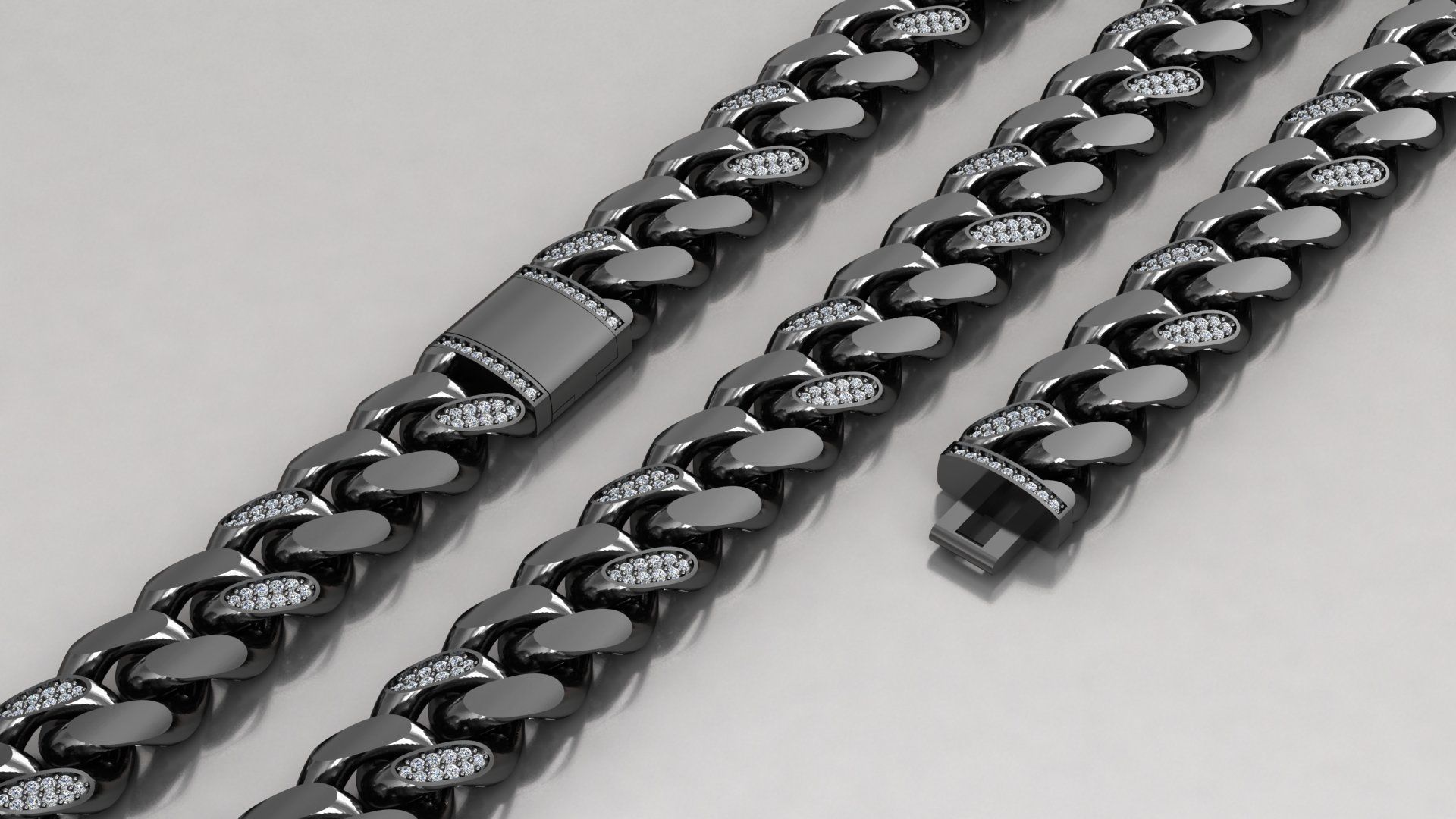 14 MM Cuban chain link diamond 3D print model v101 3D print model_1