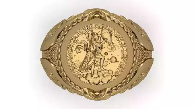 Aquarius Zodiac Sign Ring