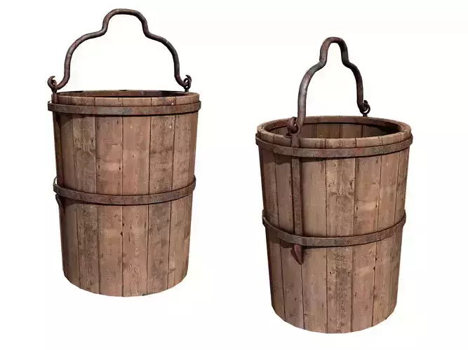 Old wooden bucket  3D model
