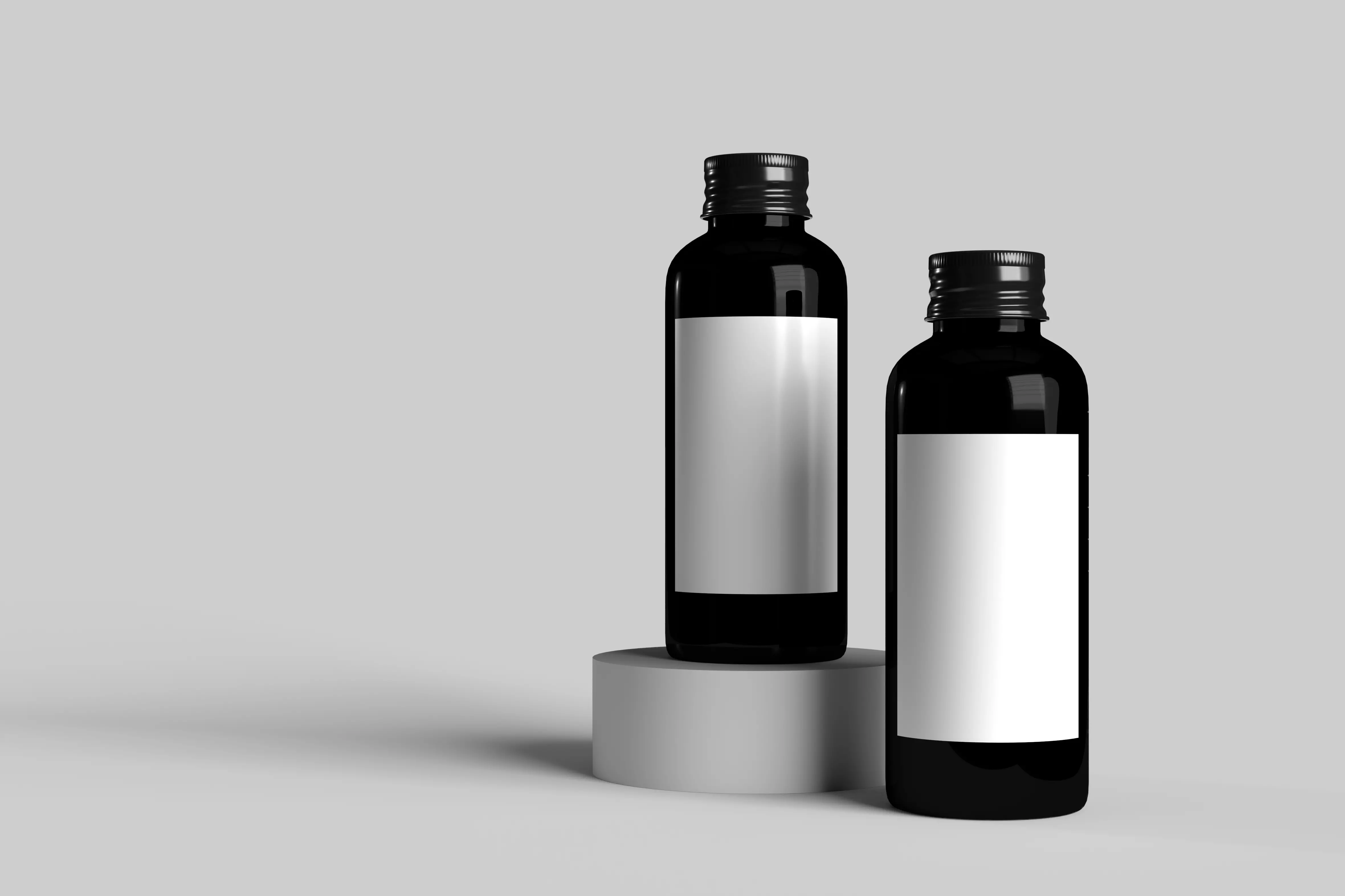 Two black bottles on a platform Free 3D model