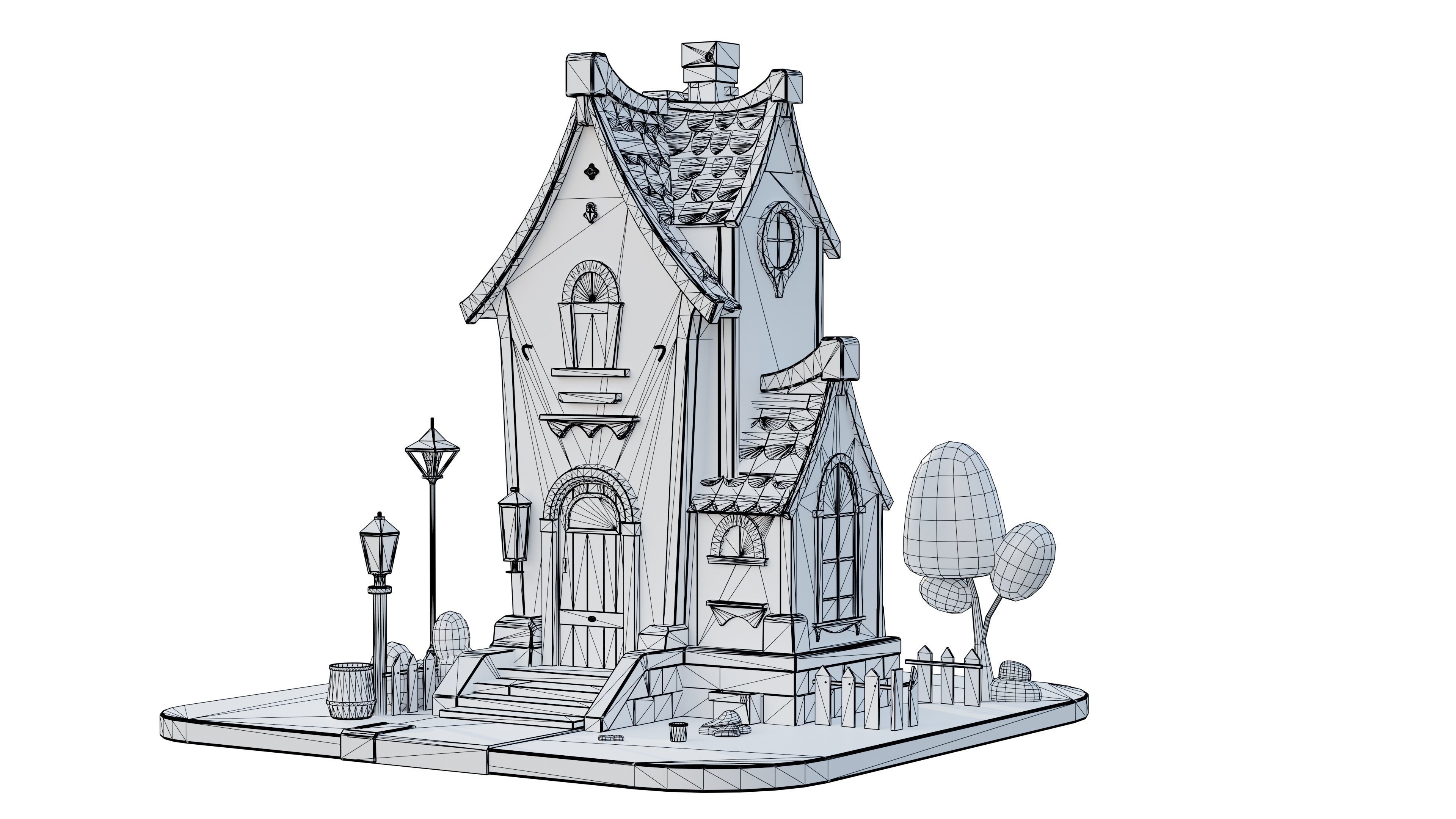 Stylized House 05 Low-poly 3D model_3