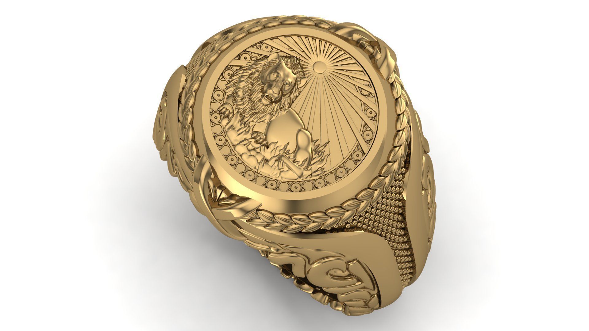 Leo Zodiac sign ring 3D print model_1