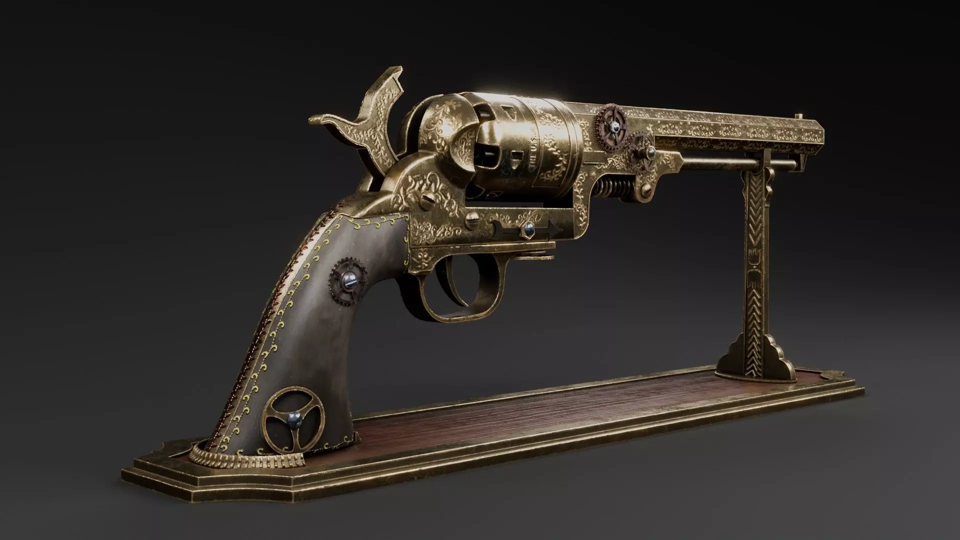 Steampunk 1851 Colt Navy Low-poly 3D model