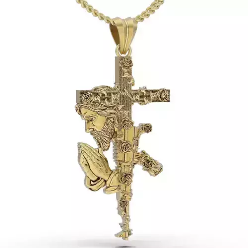 CHRIST Jesus AK47 gun pendant  gold printable jewelry 3D model