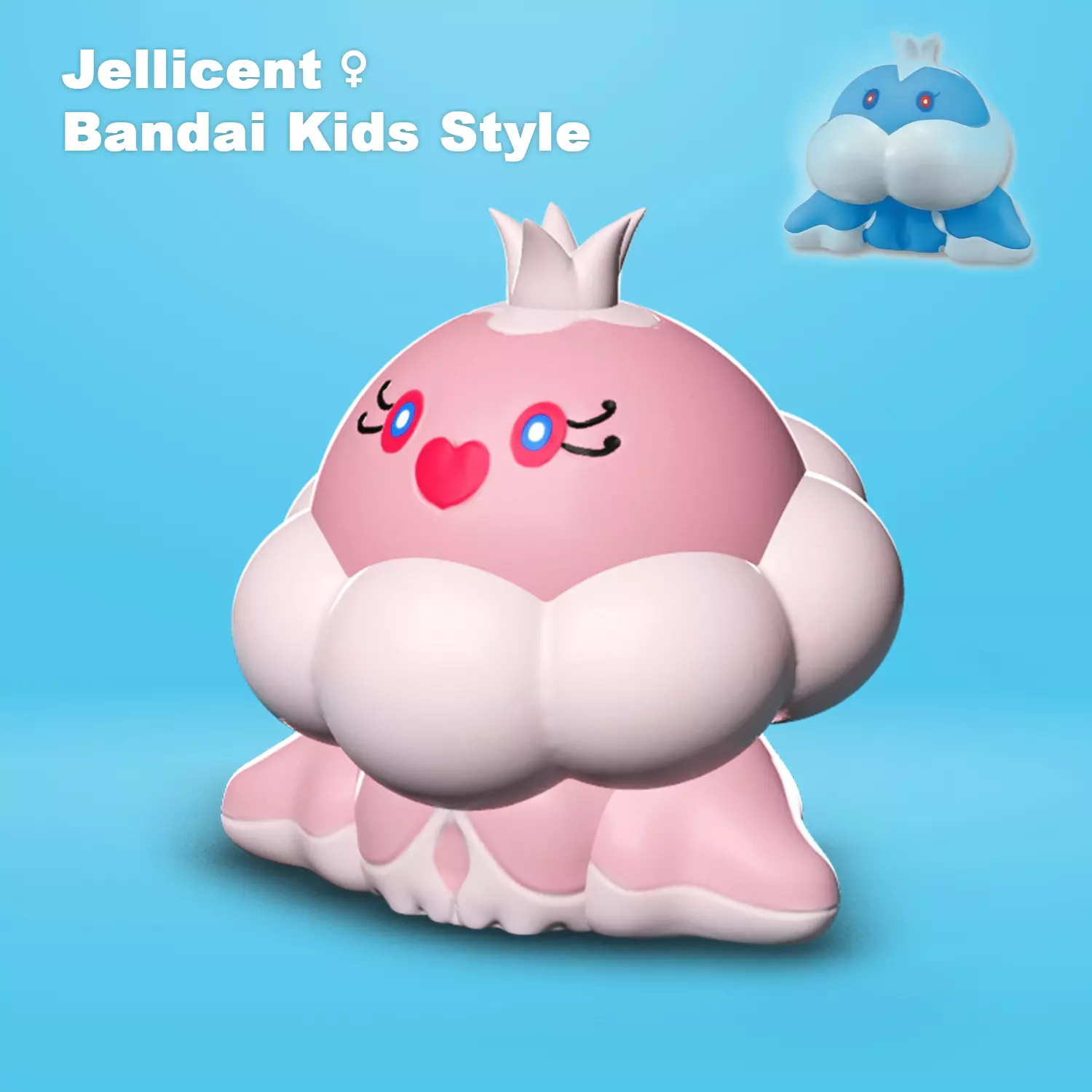 Female Jellicent Pokemon Bandai Kids Style 3D print model
