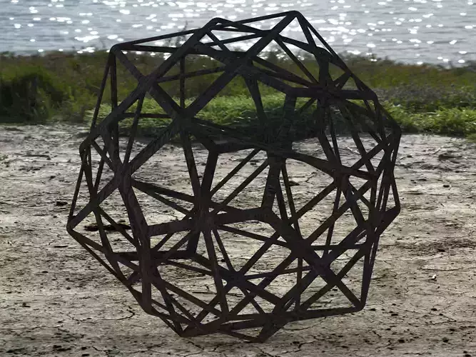 Wireframe Shape First Stellation of Icosidodecahedron