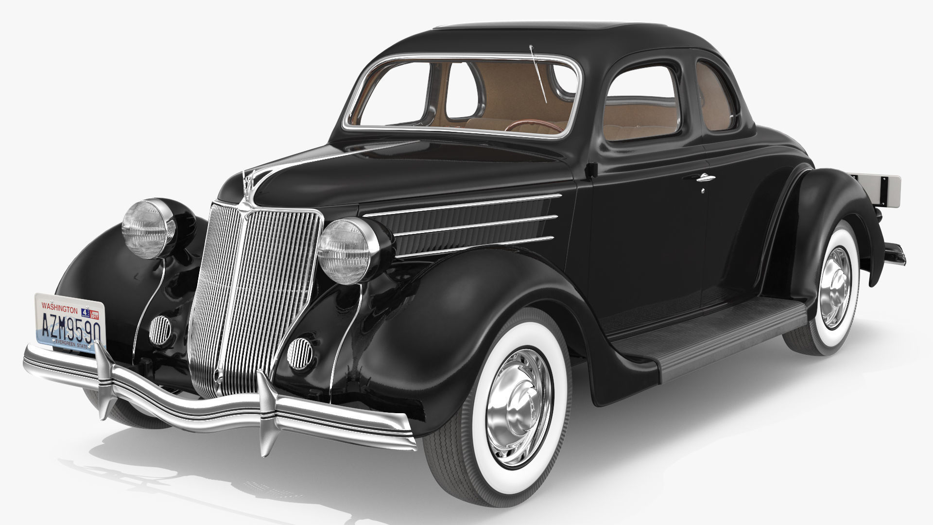 1930s Generic Coupe Car Black 3D model_7