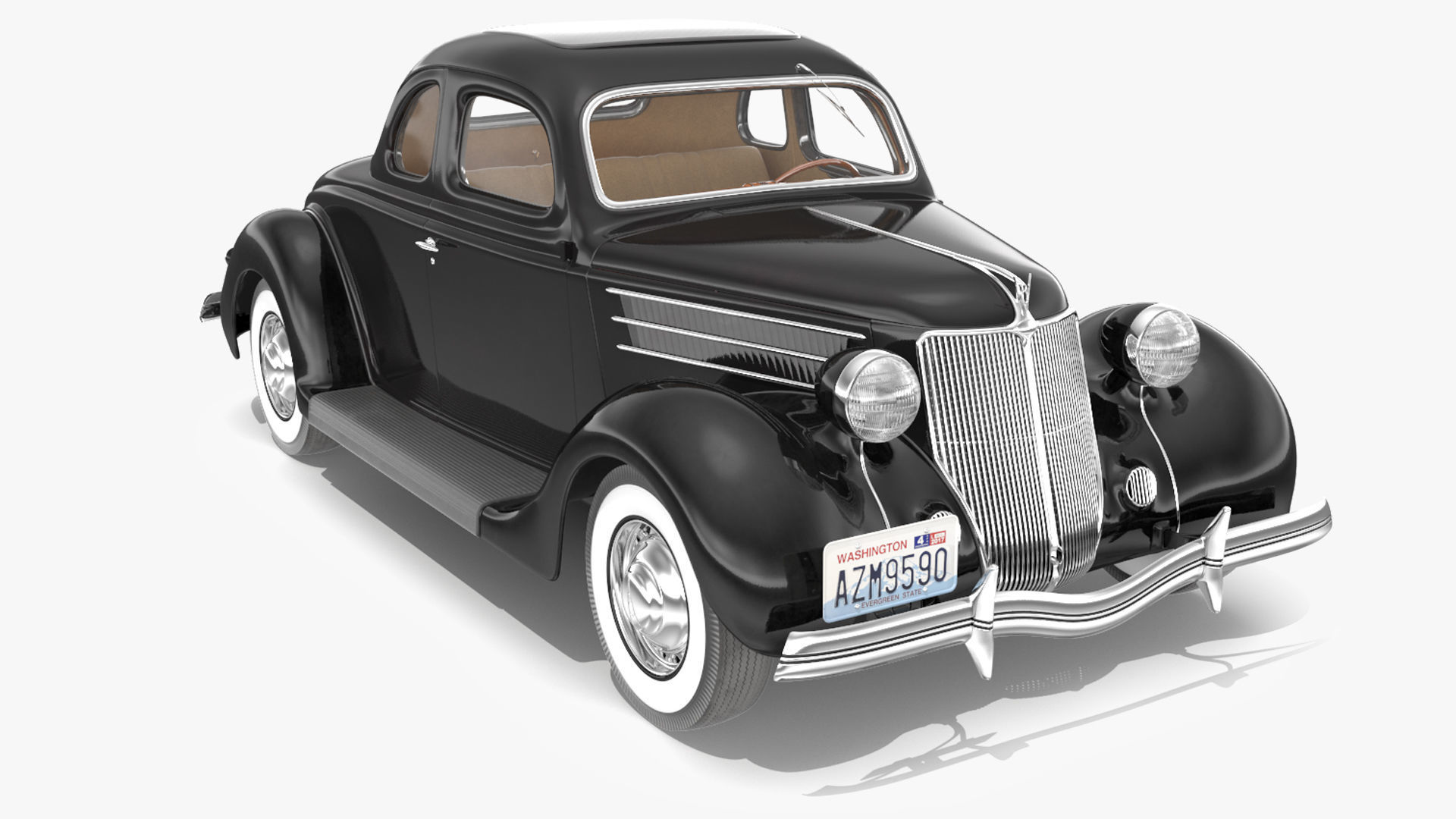 1930s Generic Coupe Car Black 3D model_2