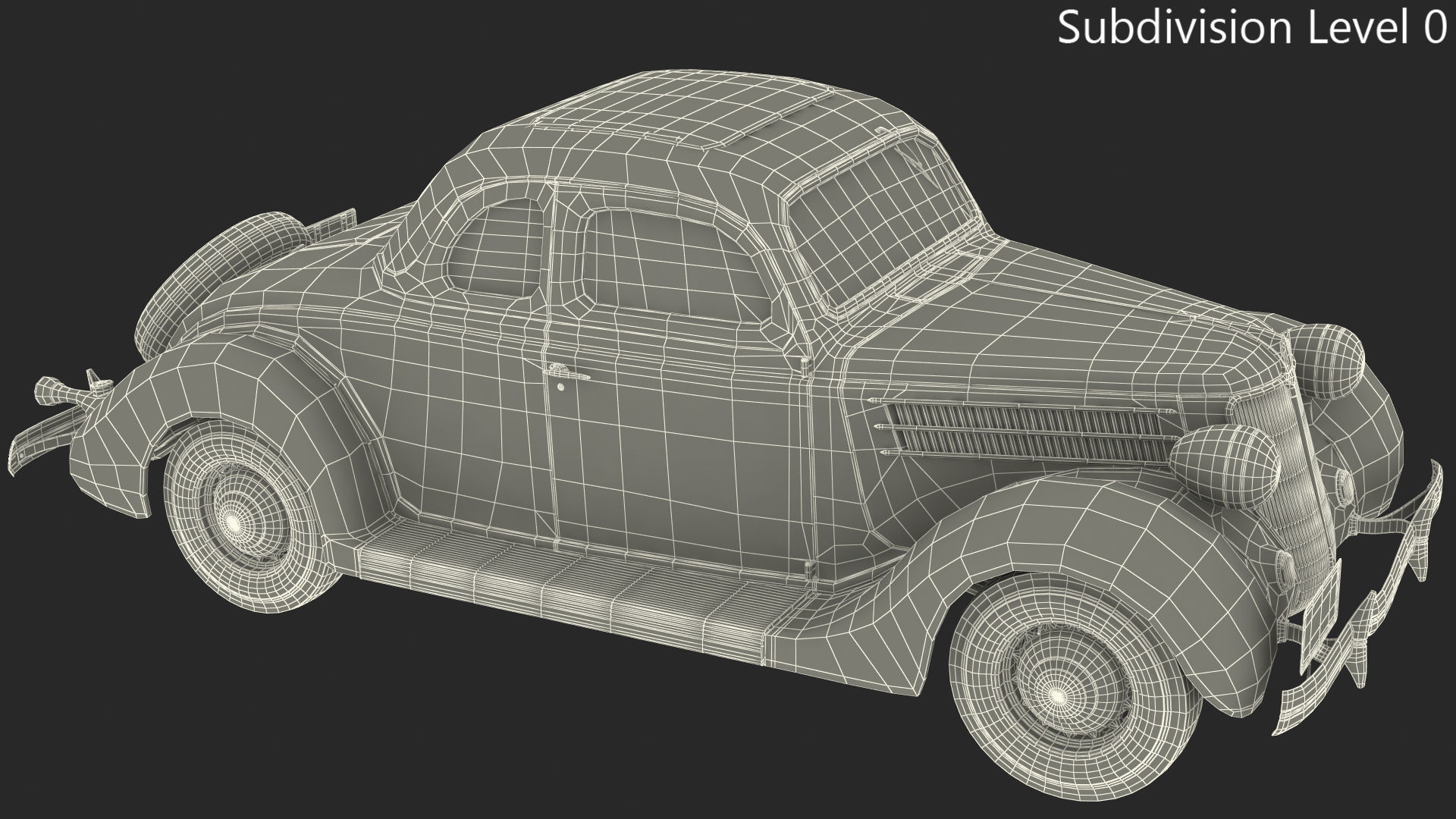 1930s Generic Coupe Car Black 3D model_17