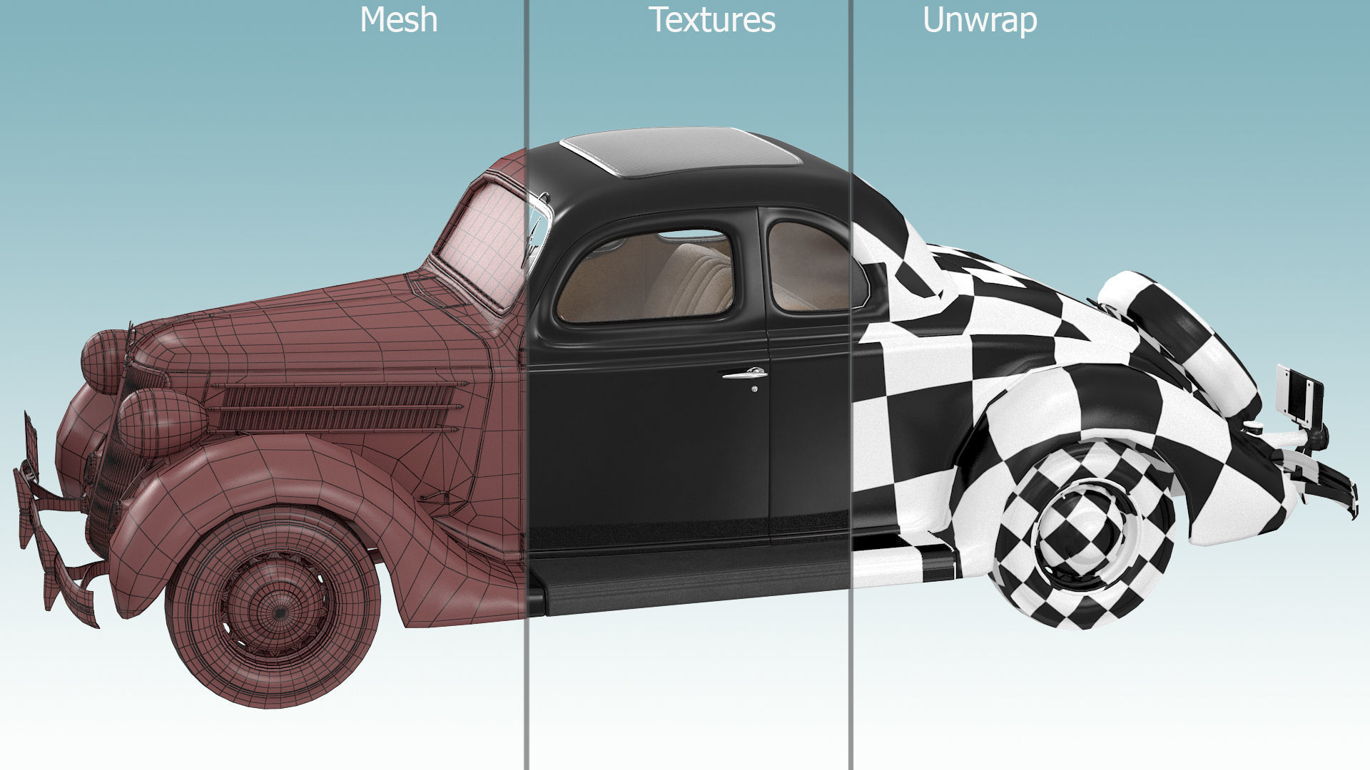 1930s Generic Coupe Car Black 3D model_16