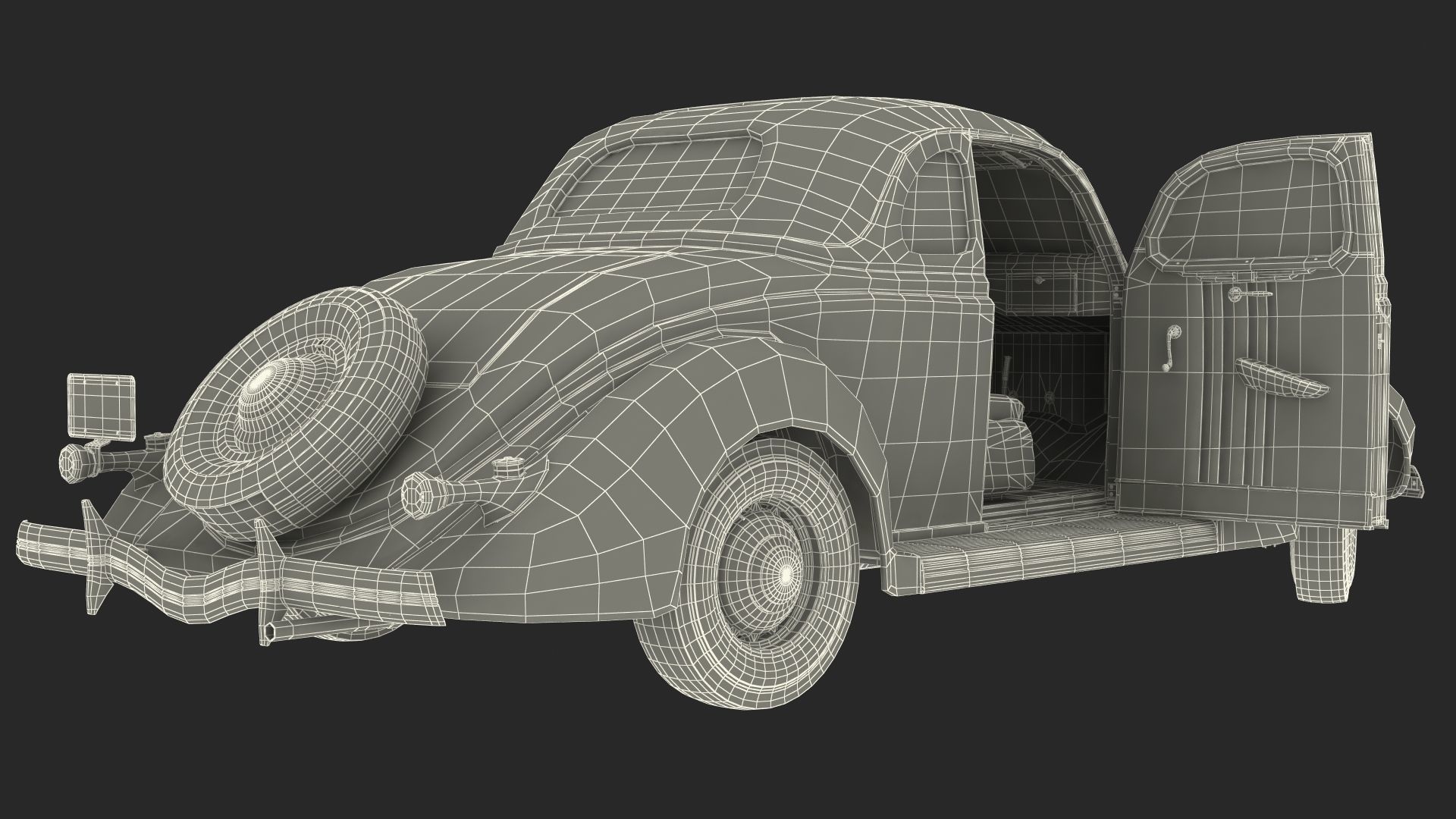 1930s Generic Coupe Car Black 3D model_23