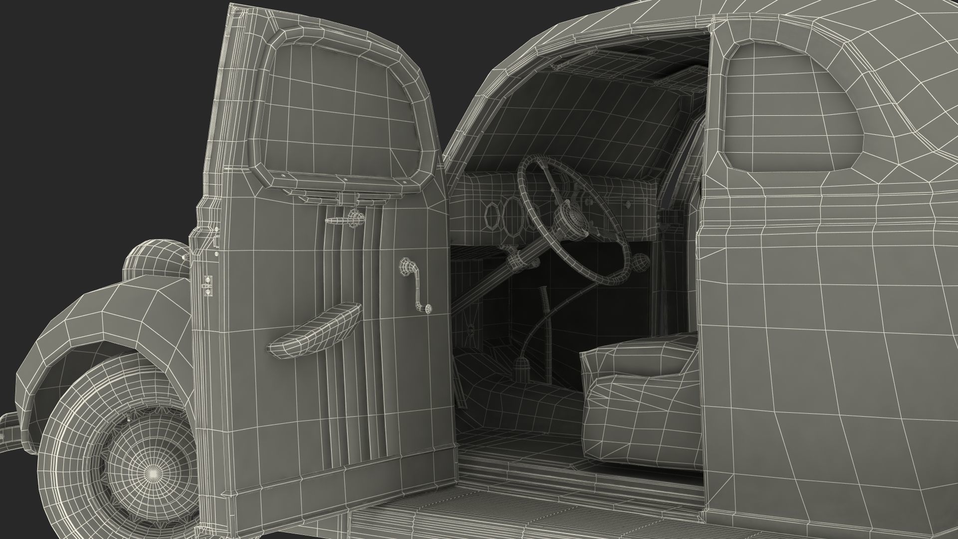 1930s Generic Coupe Car Black 3D model_26