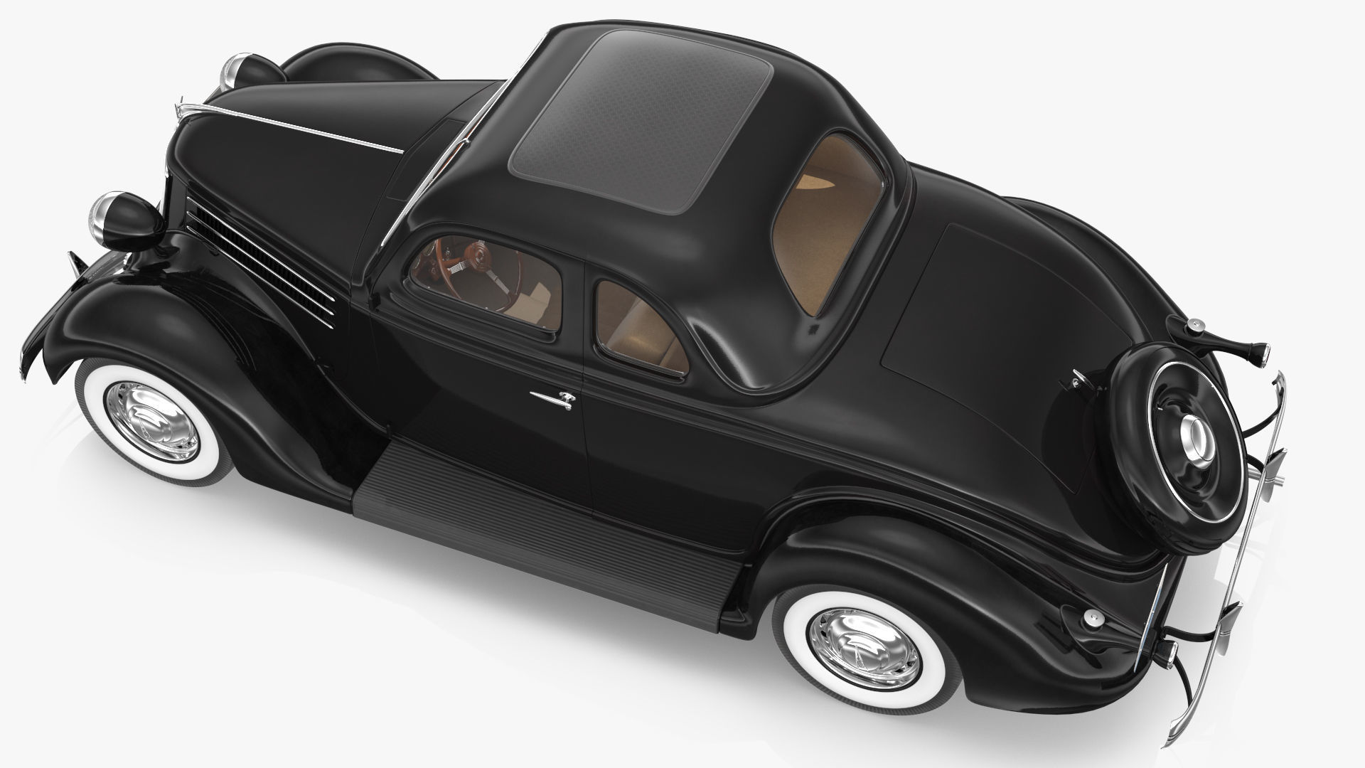1930s Generic Coupe Car Black 3D model_10