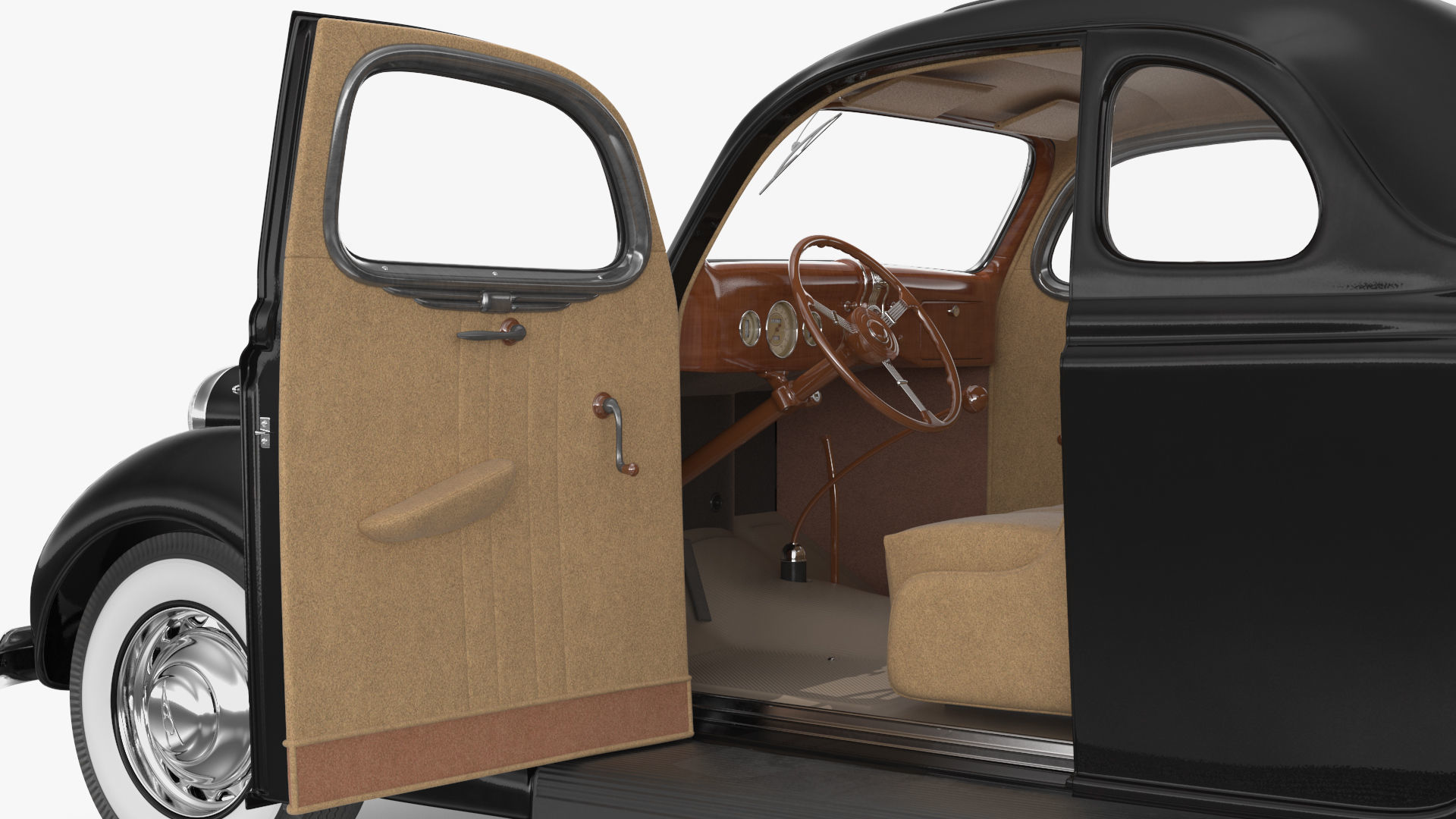 1930s Generic Coupe Car Black 3D model_15