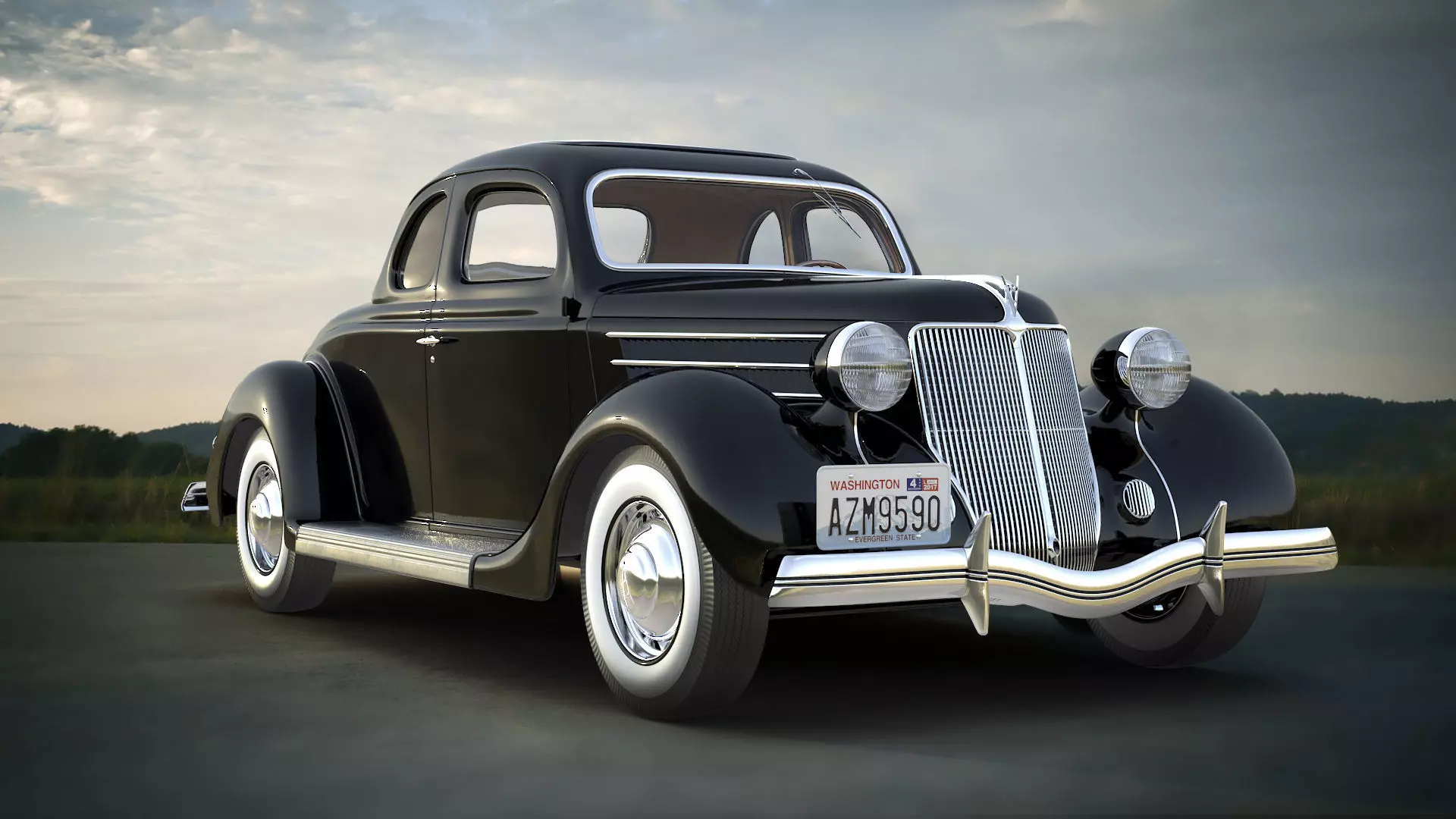 1930s Generic Coupe Car Black 3D model_0