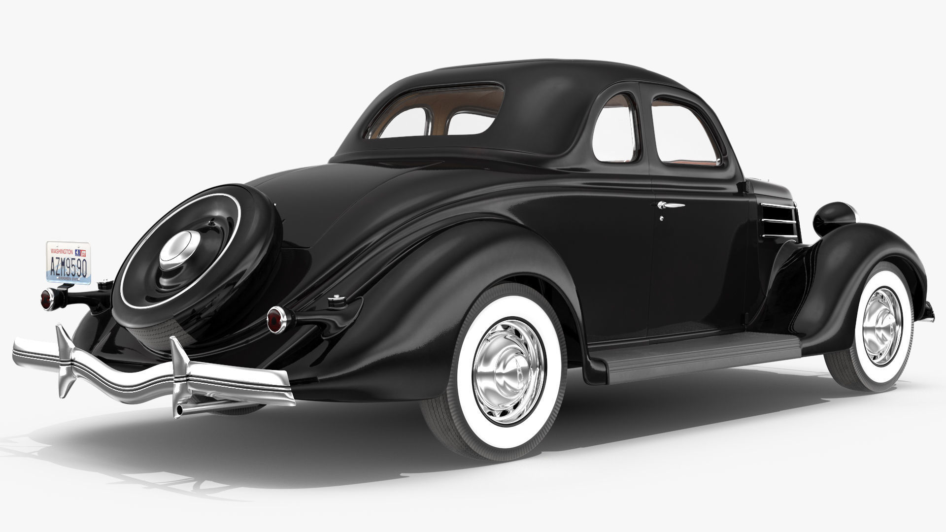 1930s Generic Coupe Car Black 3D model_8