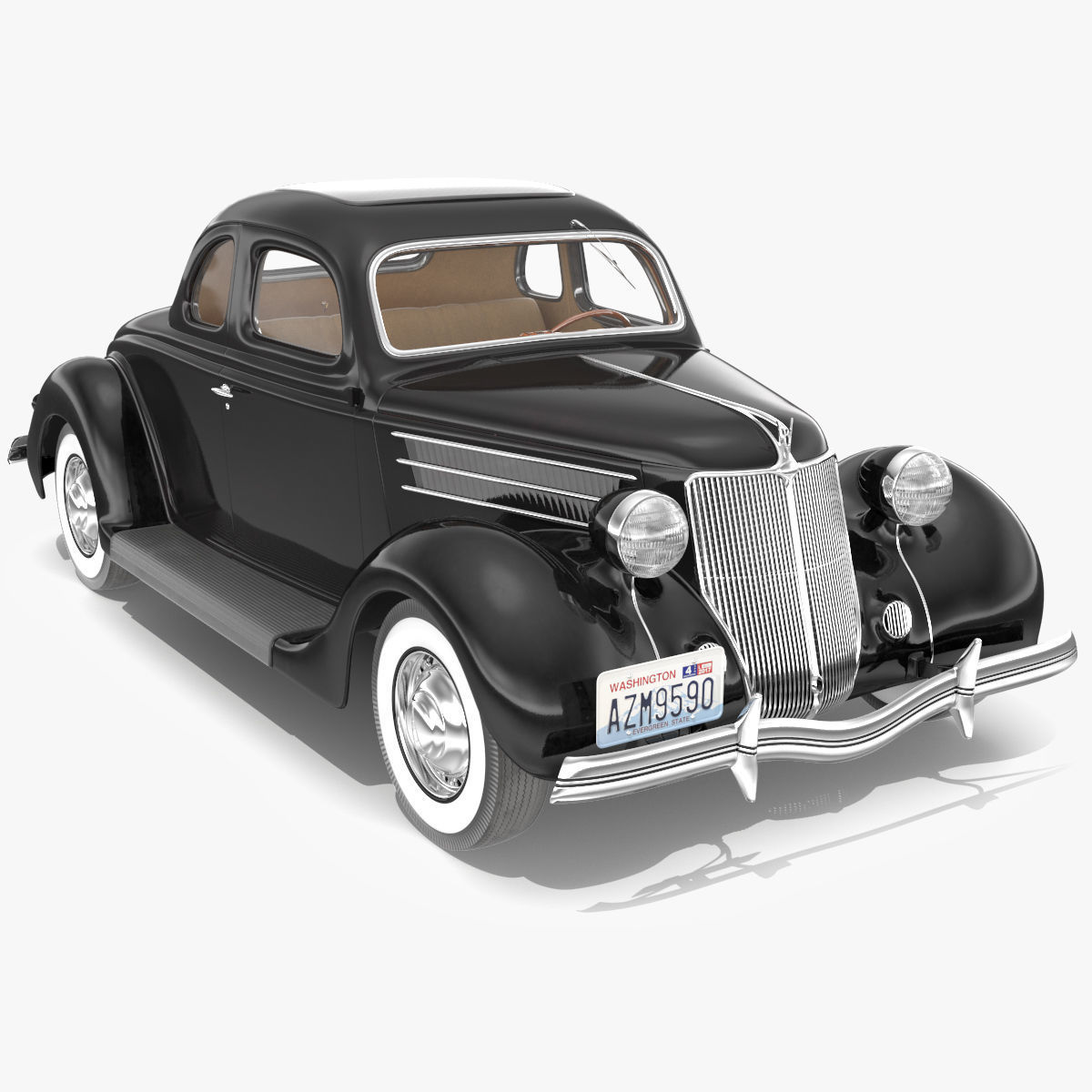 1930s Generic Coupe Car Black 3D model_1