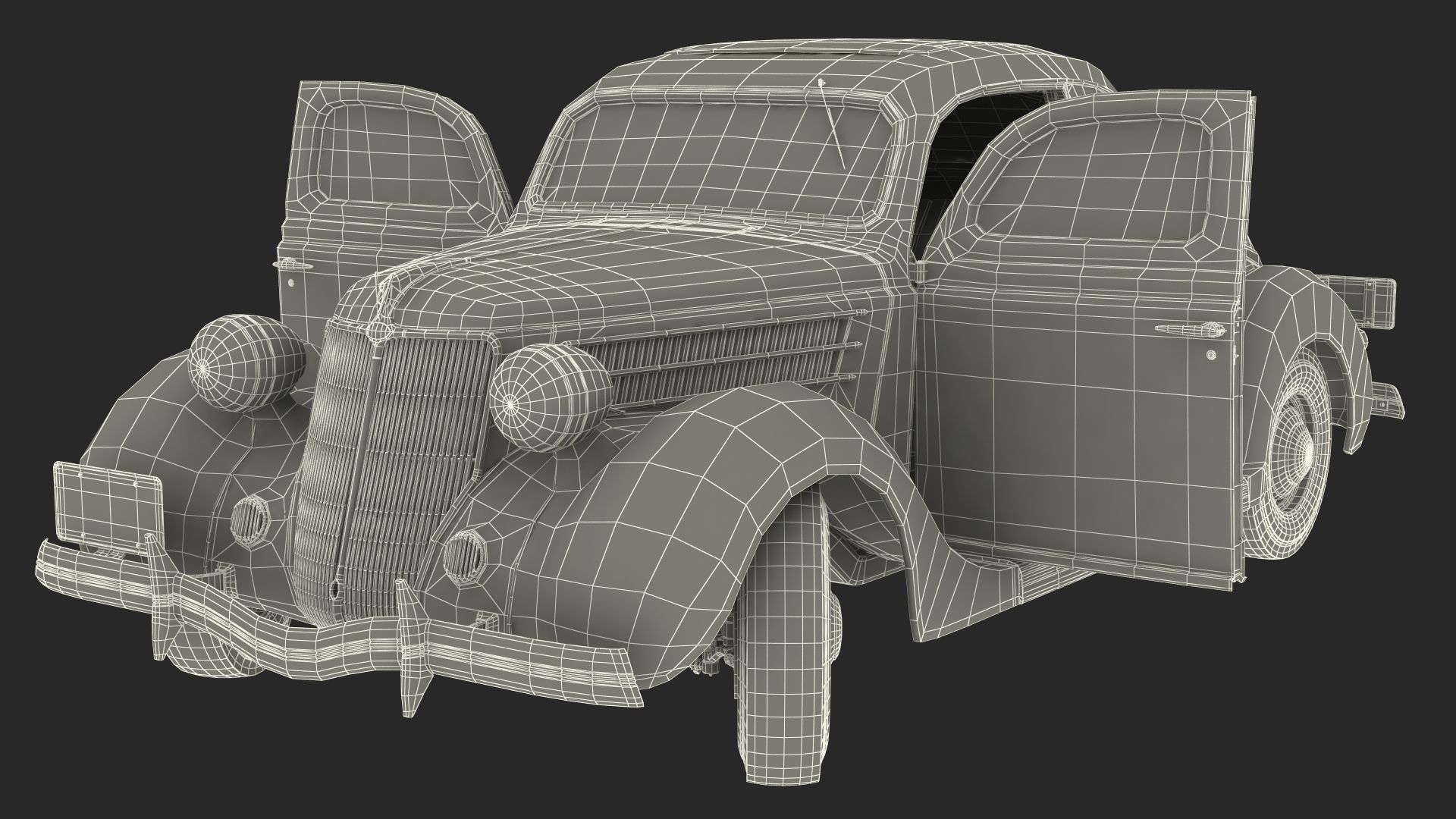 1930s Generic Coupe Car Black 3D model_22
