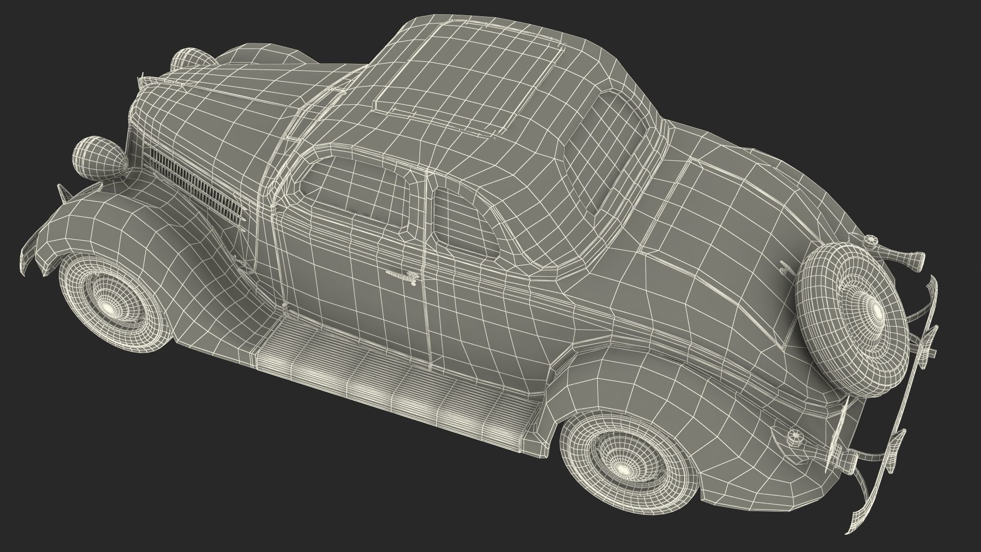 1930s Generic Coupe Car Black 3D model_24