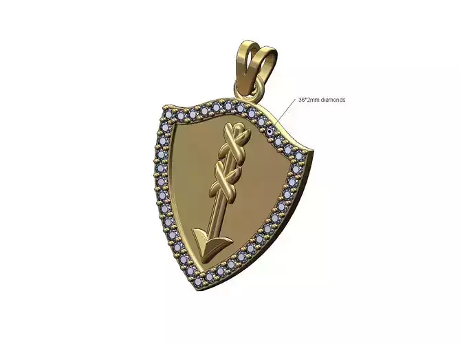 Diamond shield and arrow pendant with bail