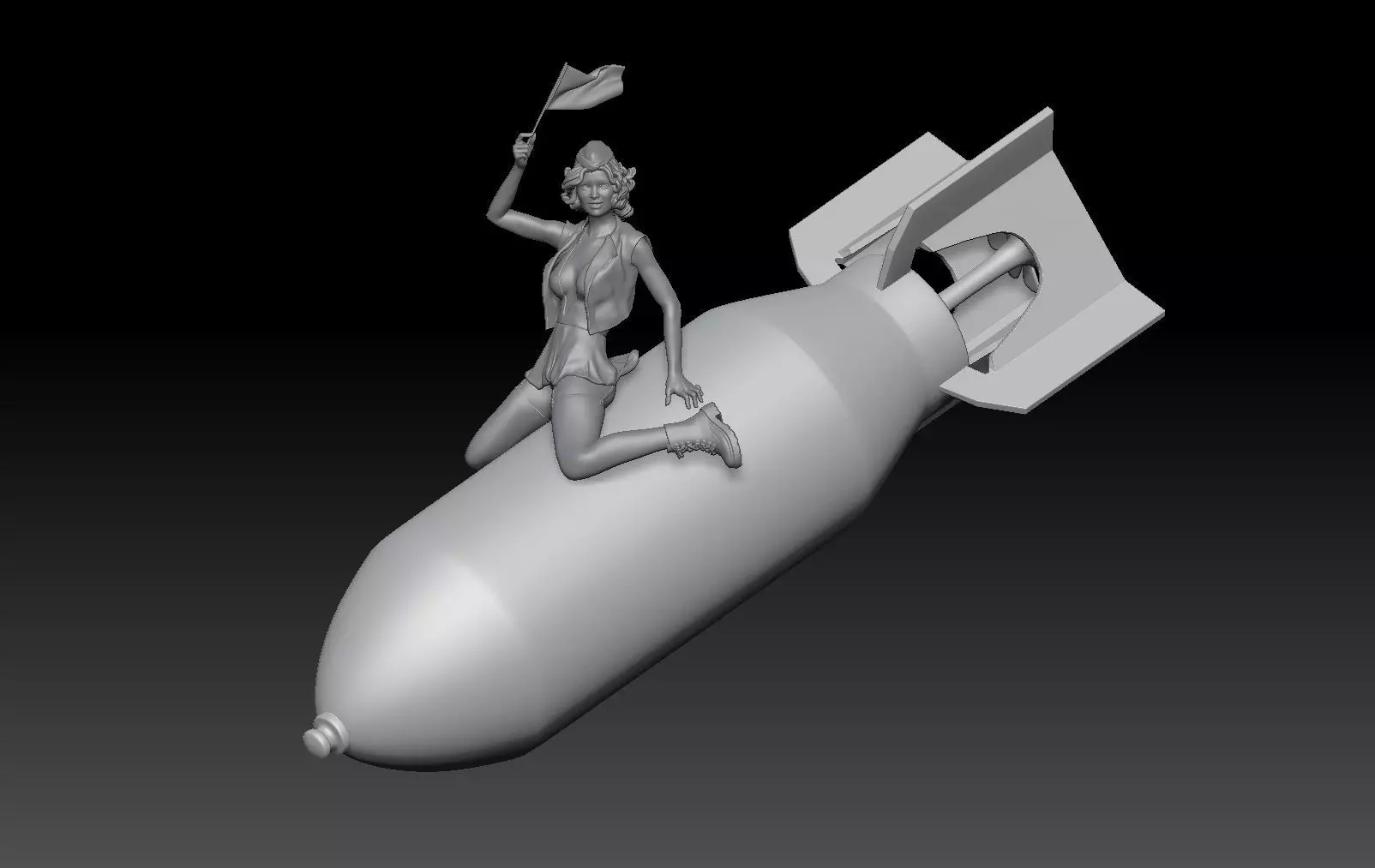 BOMB MILITARY PIN UP 3D print model_0