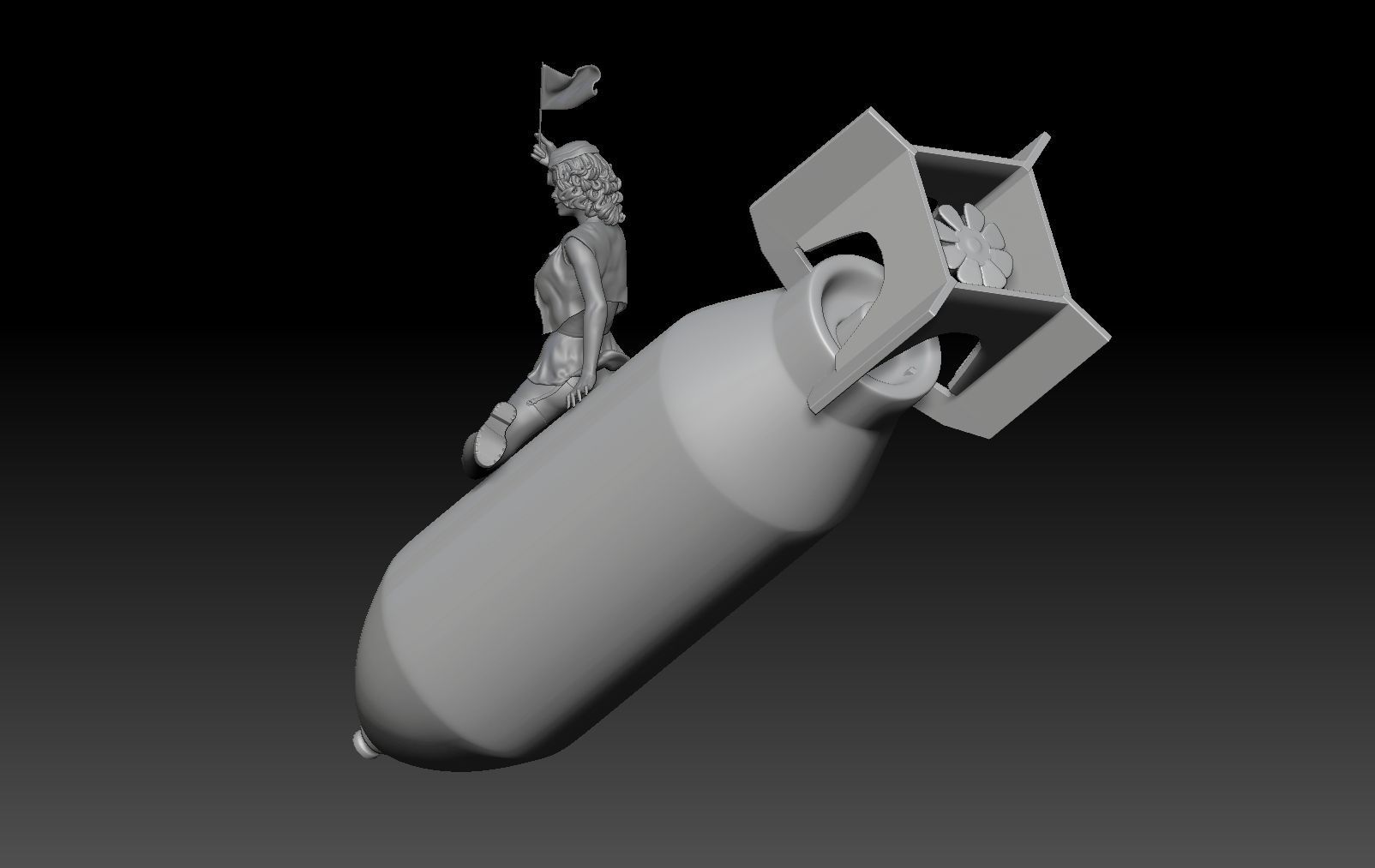 BOMB MILITARY PIN UP 3D print model_2