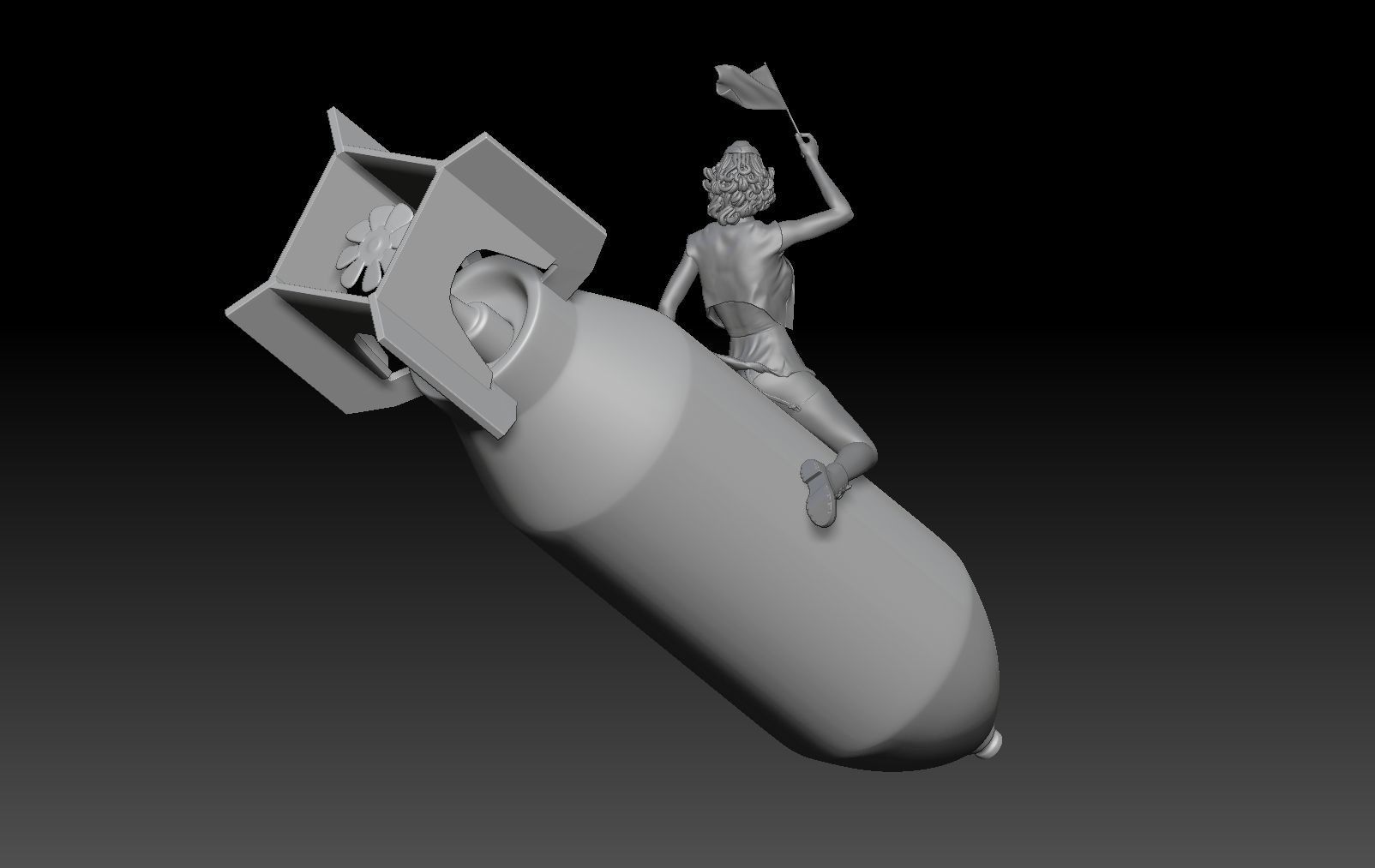 BOMB MILITARY PIN UP 3D print model_3