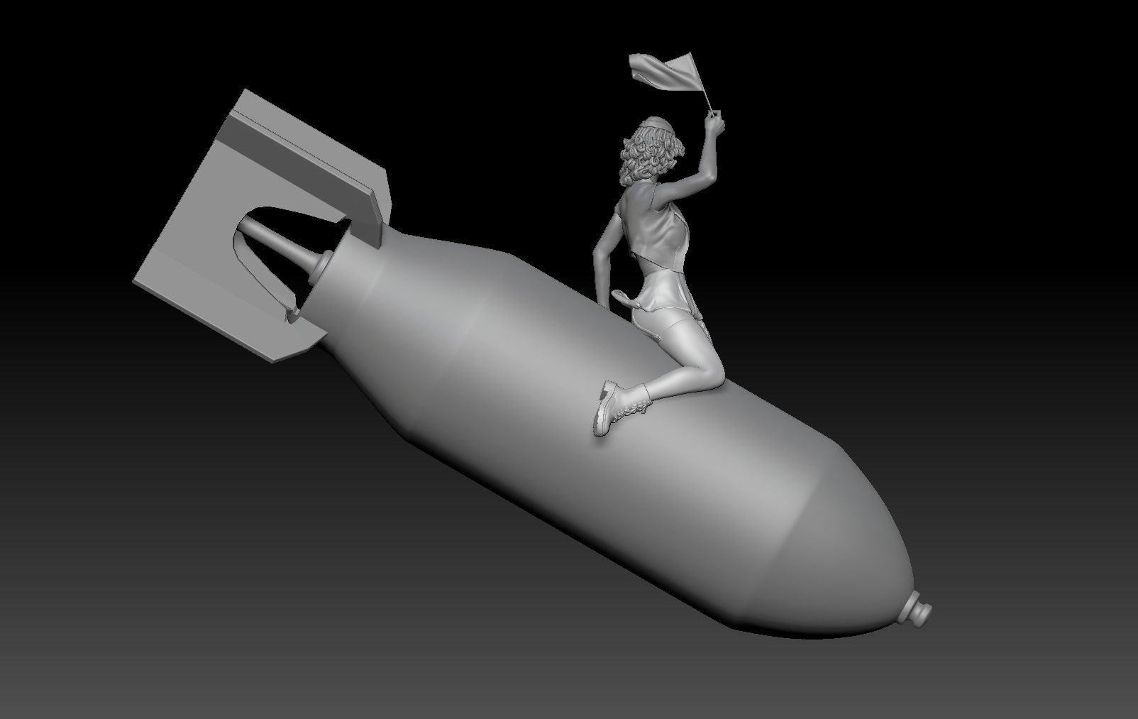 BOMB MILITARY PIN UP 3D print model_5