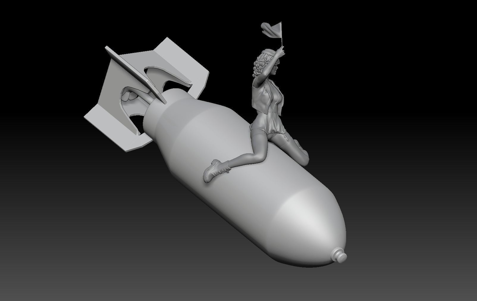 BOMB MILITARY PIN UP 3D print model_6