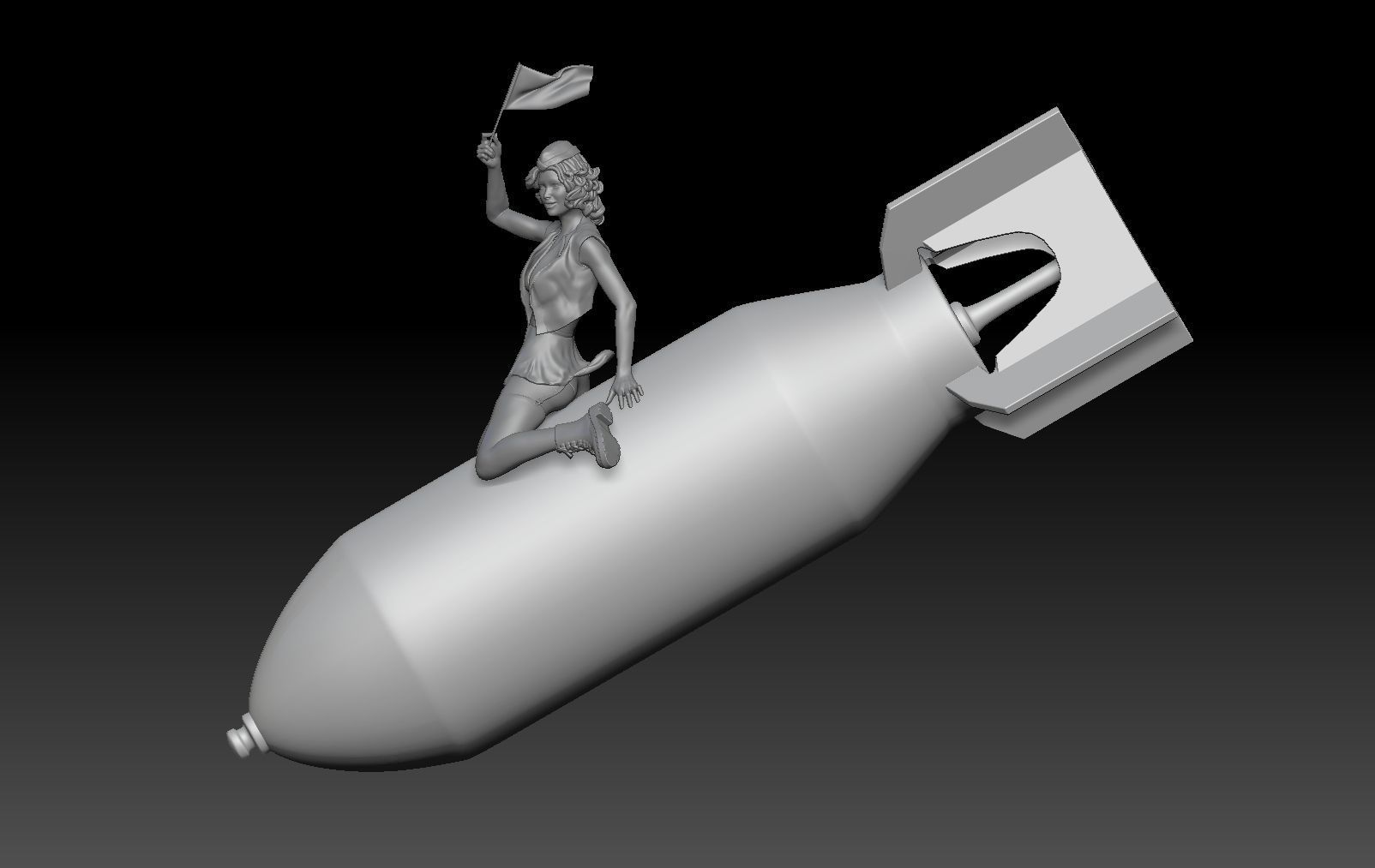 BOMB MILITARY PIN UP 3D print model_1