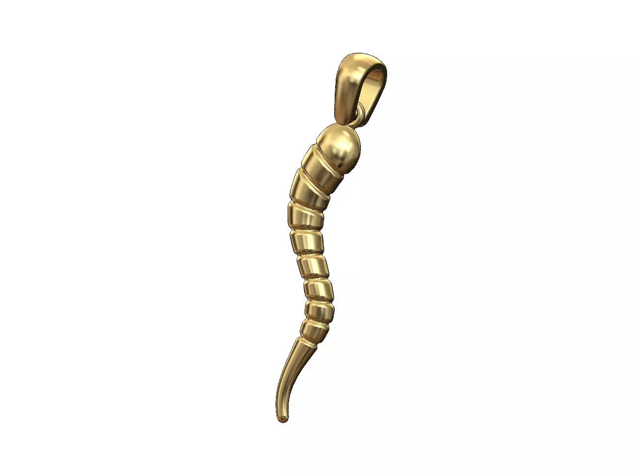 Ribbed Italian horn pendant and charm 3D print model