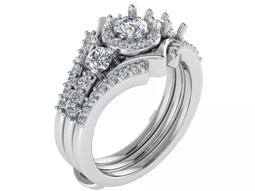 Oval Halo Ring Set 3pcs 1656 3D print model