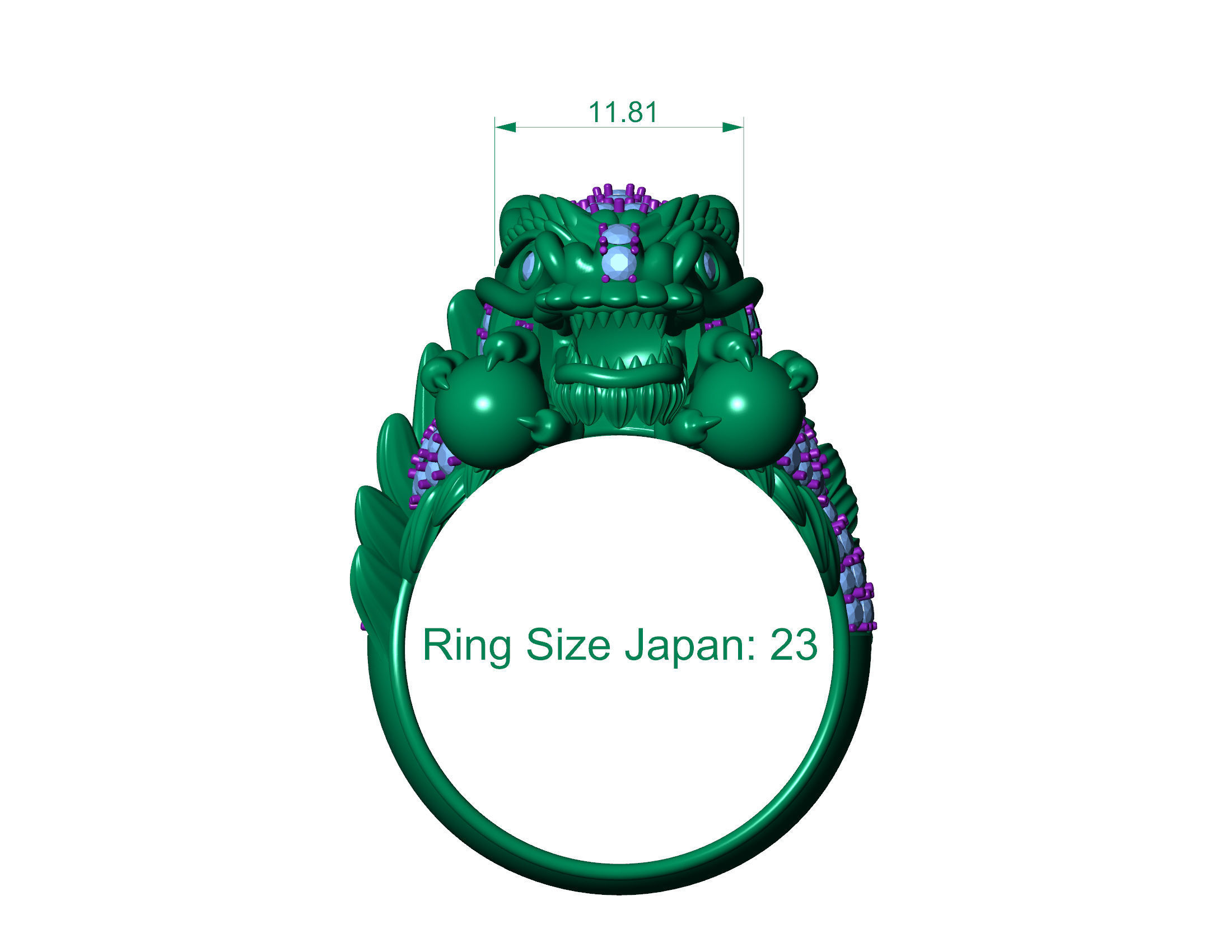 Dragon Ring With Diamonds  3D print model_3
