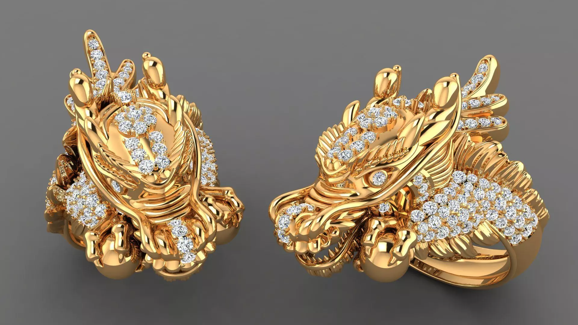 Dragon Ring With Diamonds  3D print model_0