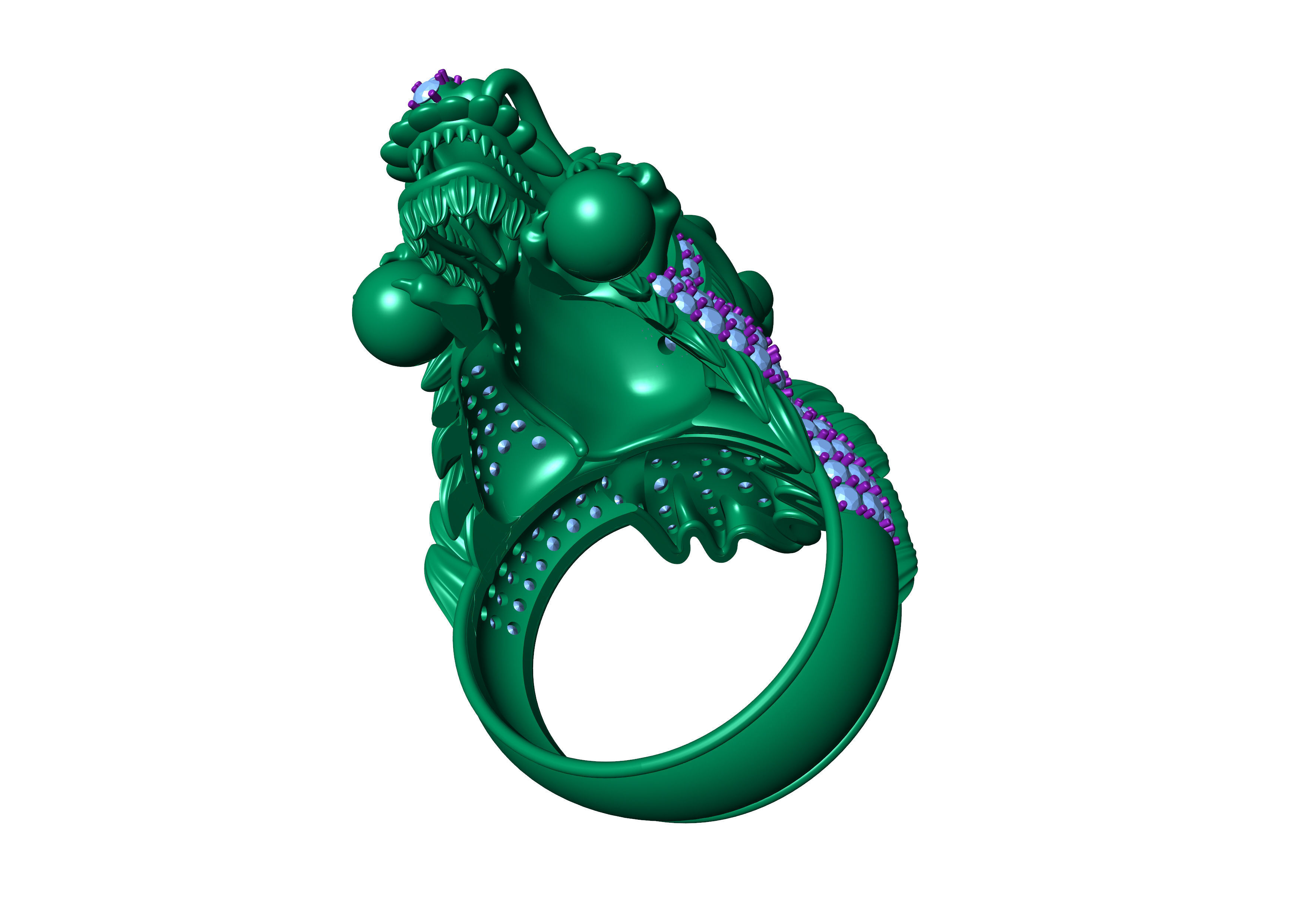 Dragon Ring With Diamonds  3D print model_5