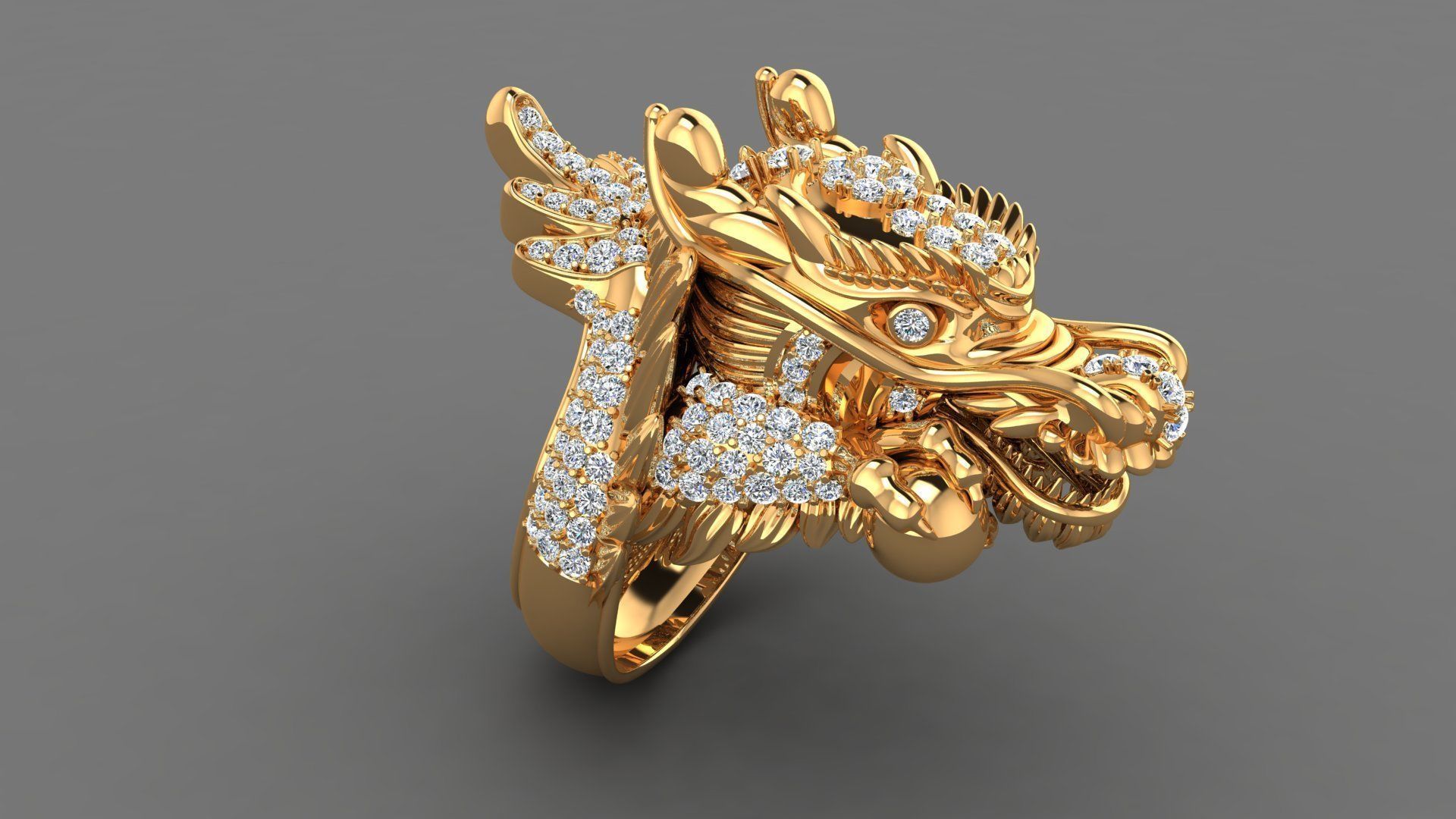 Dragon Ring With Diamonds  3D print model_1