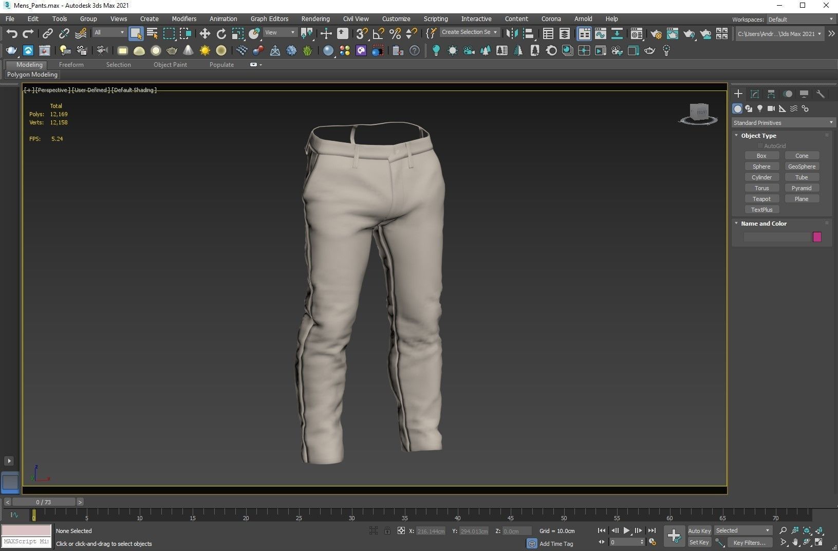 Pants Low-poly 3D model_3