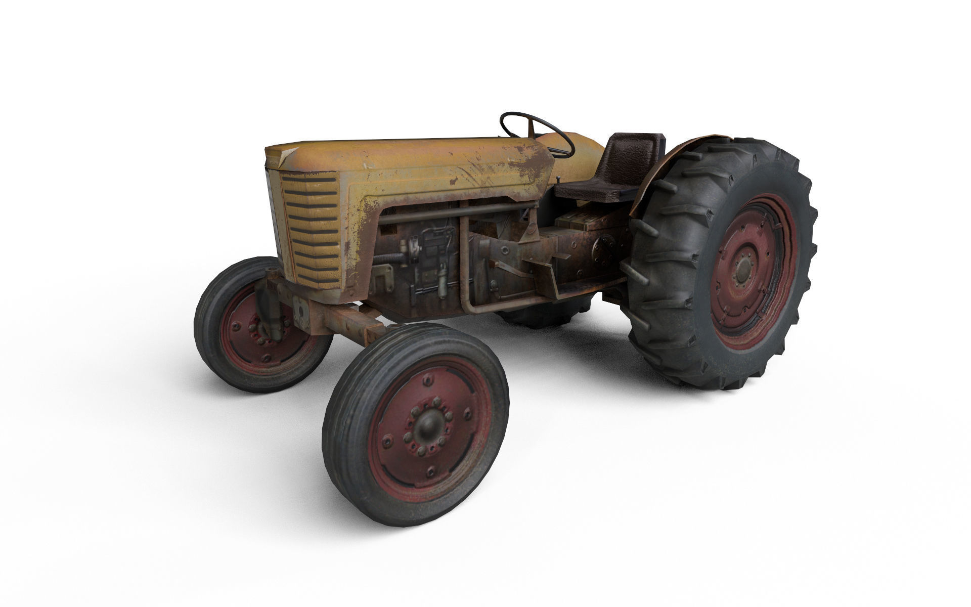 Farm Traktor Low-poly 3D model_2