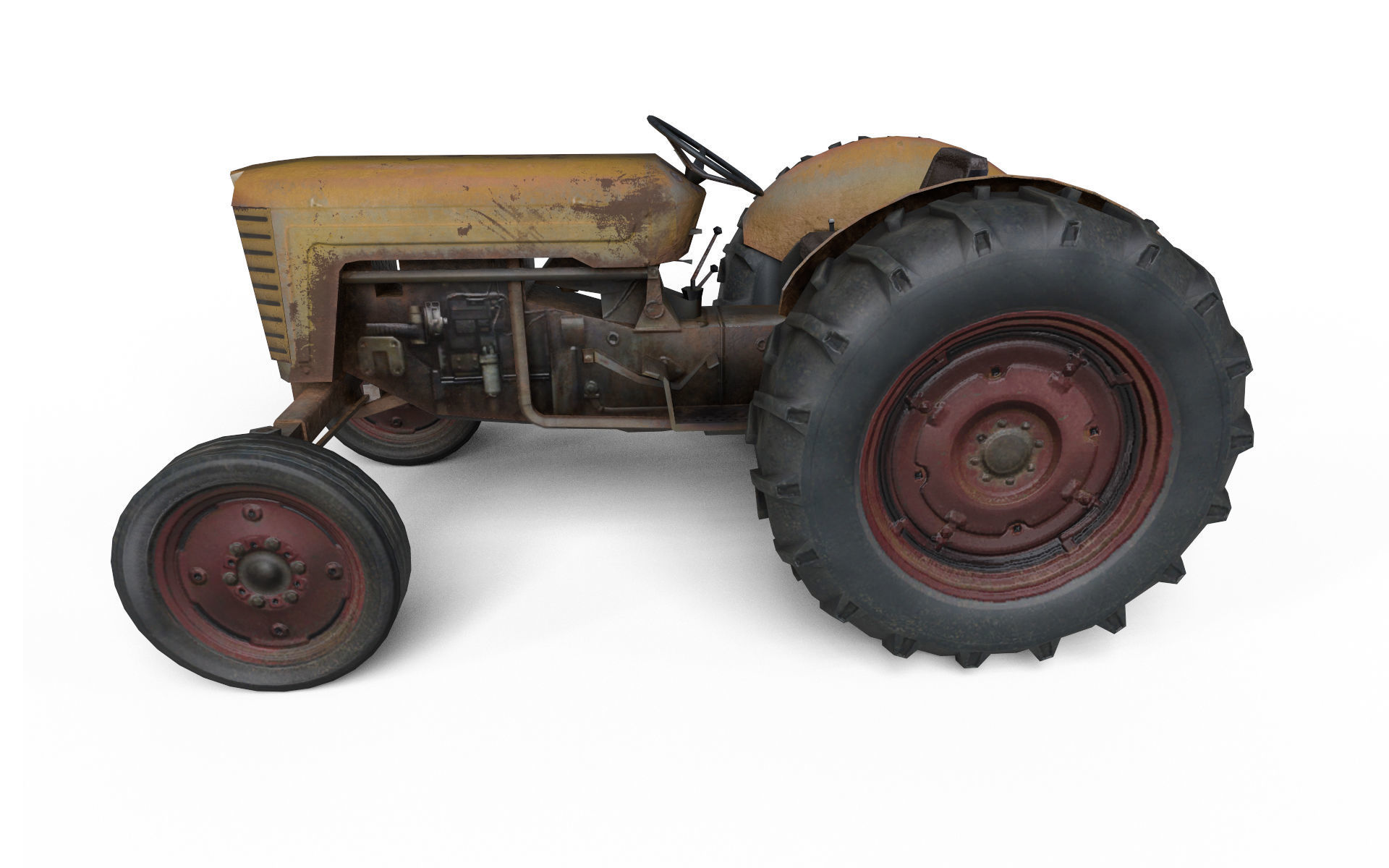 Farm Traktor Low-poly 3D model_3