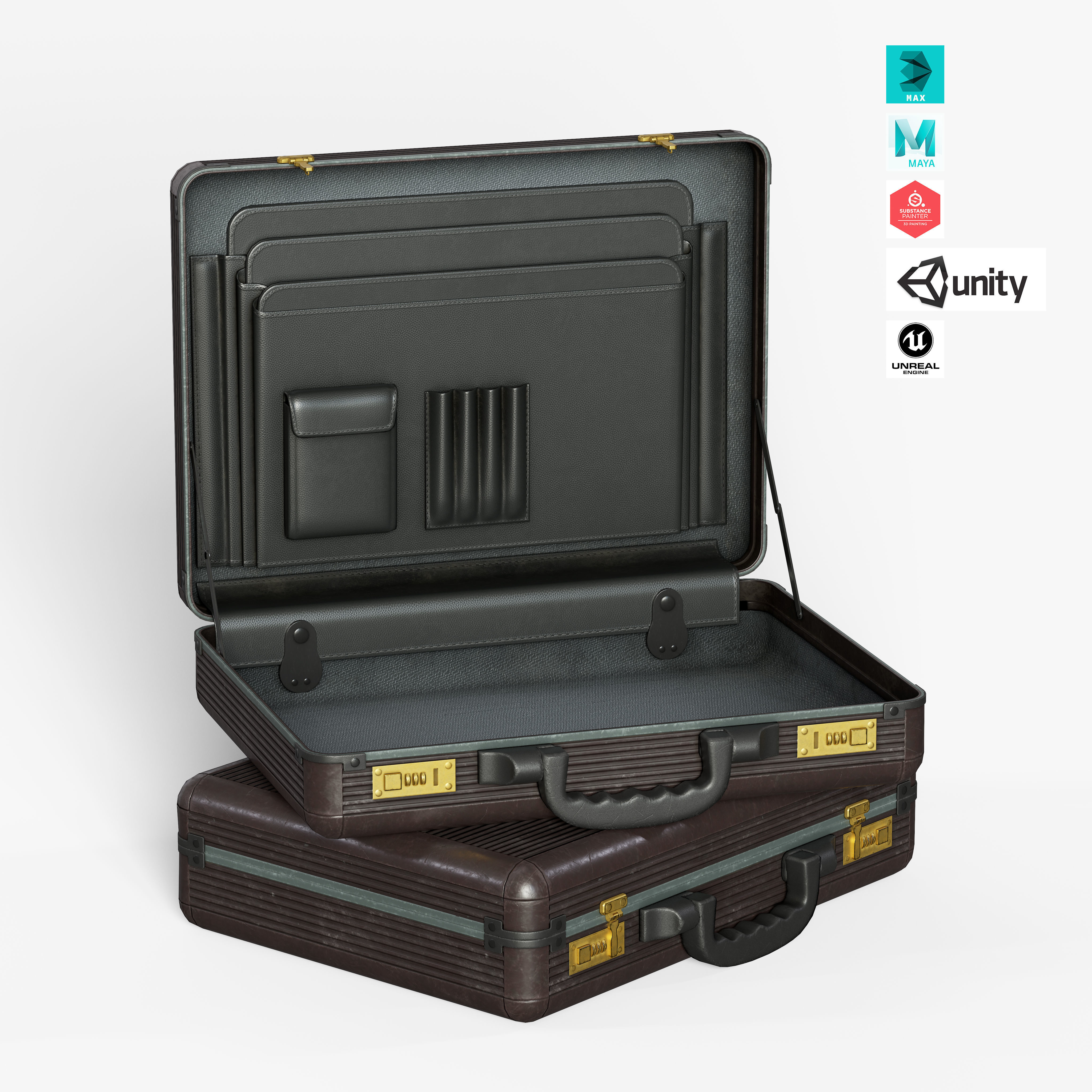 Briefcase Low-poly 3D model_0