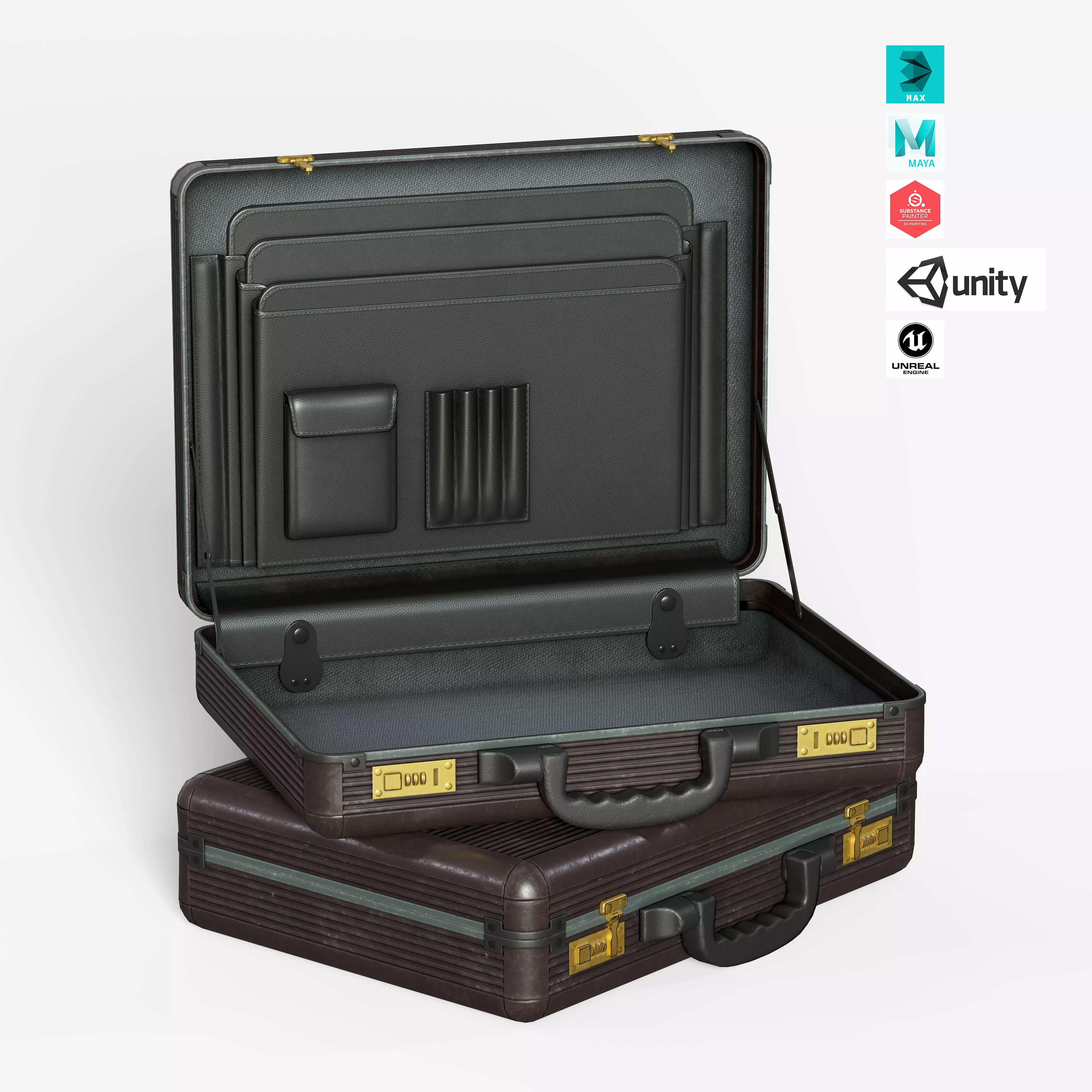 Briefcase Low-poly 3D model_0