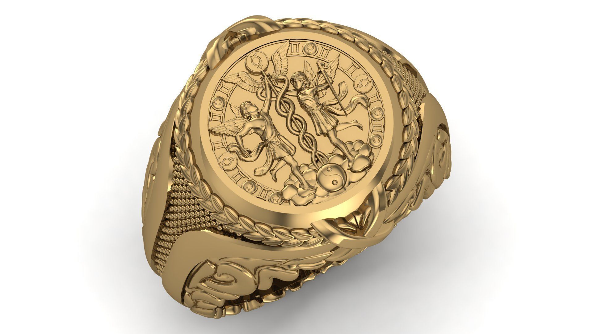 Gemini Zodiac Sign Ring 3D print model_1