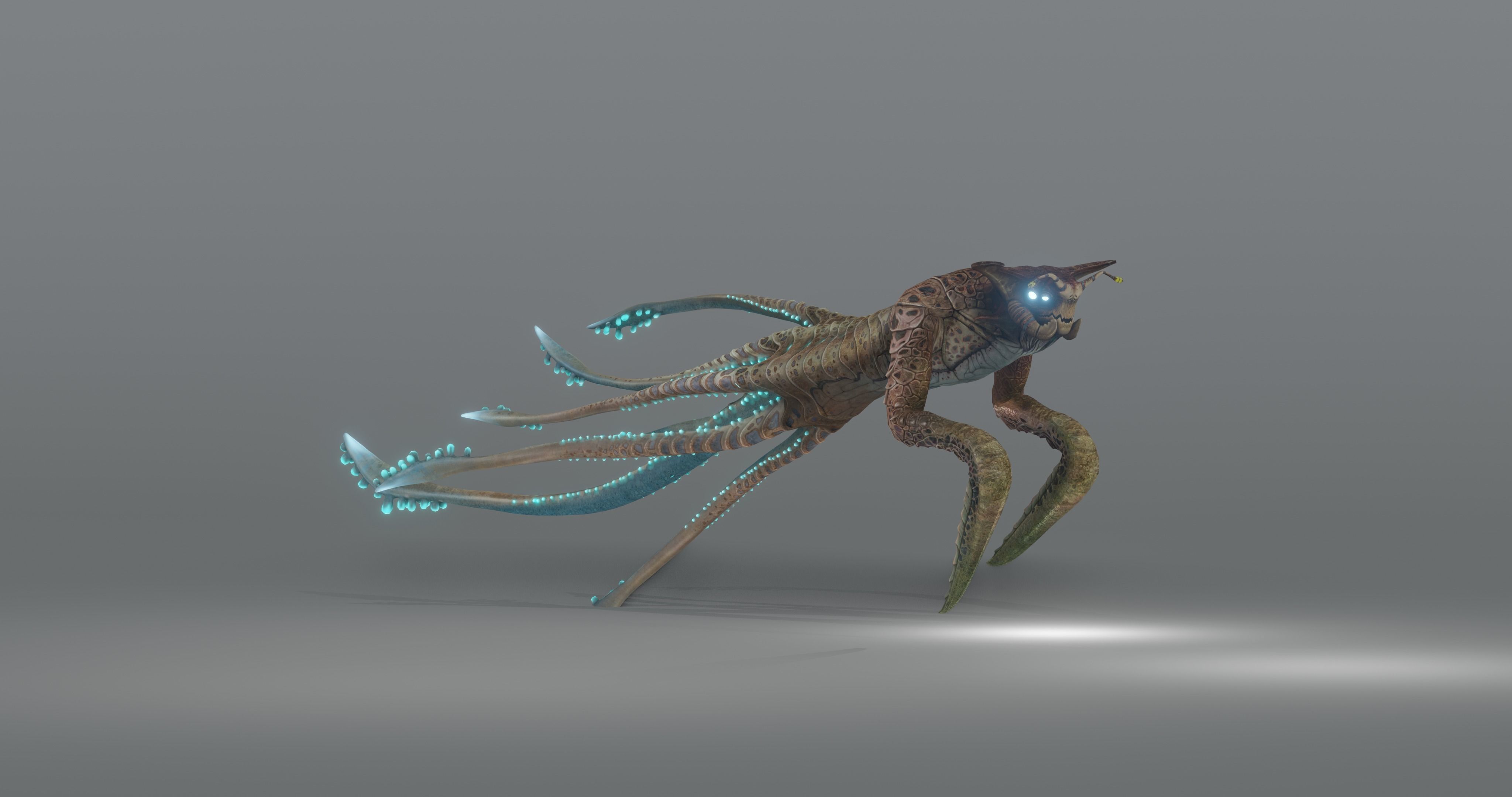 Squidking Monster - rigged Low-poly 3D model_1