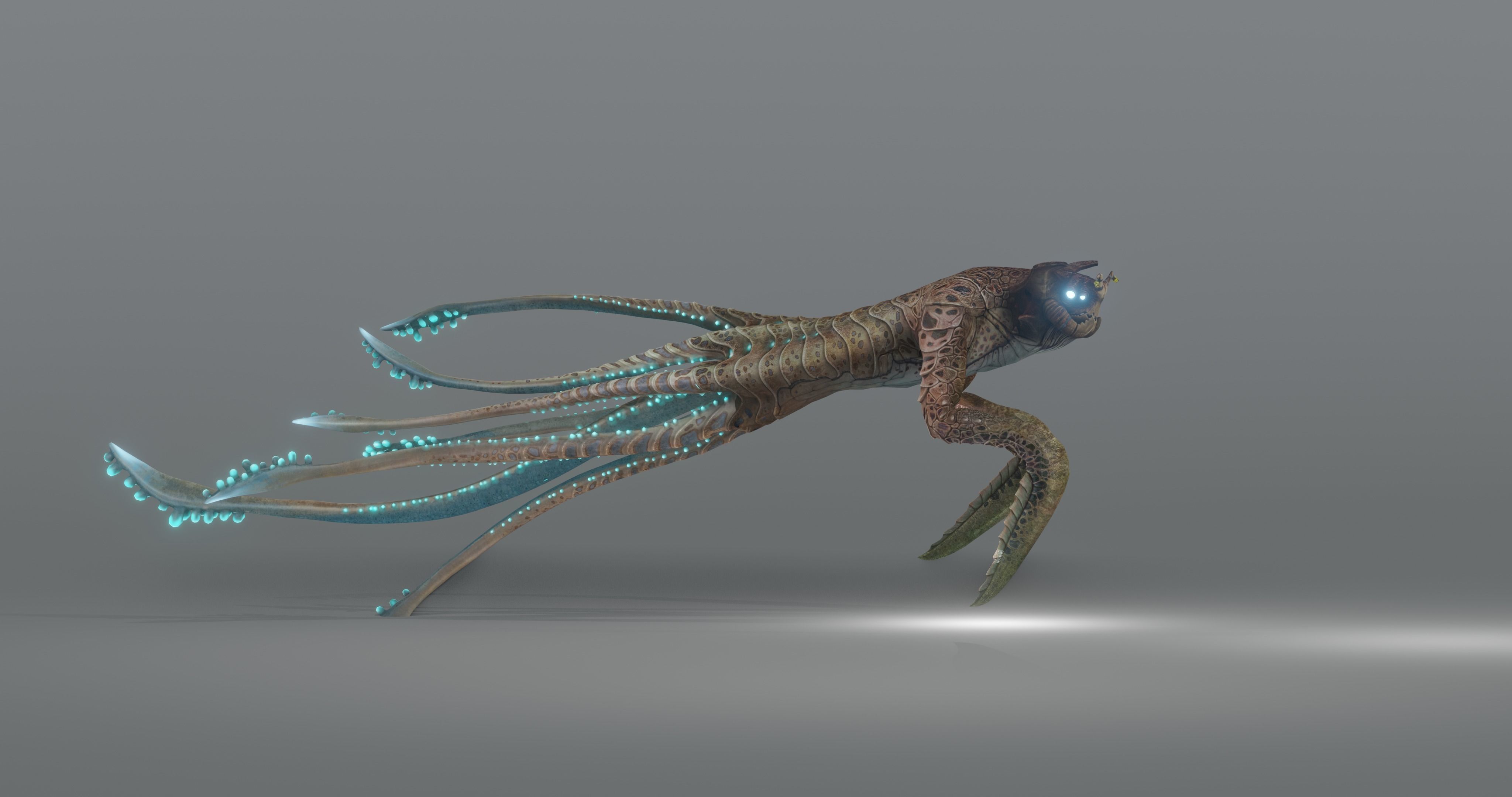 Squidking Monster - rigged Low-poly 3D model_3