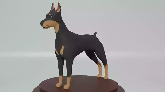 Cartoon Dog Doberman Low-poly 3D model