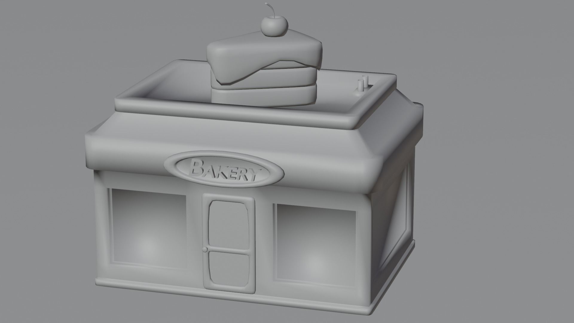 Bakery house Low-poly 3D model_5