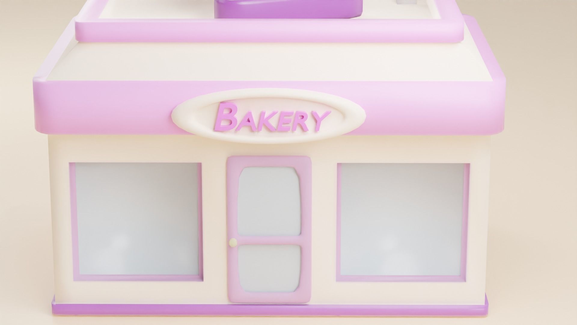 Bakery house Low-poly 3D model_2