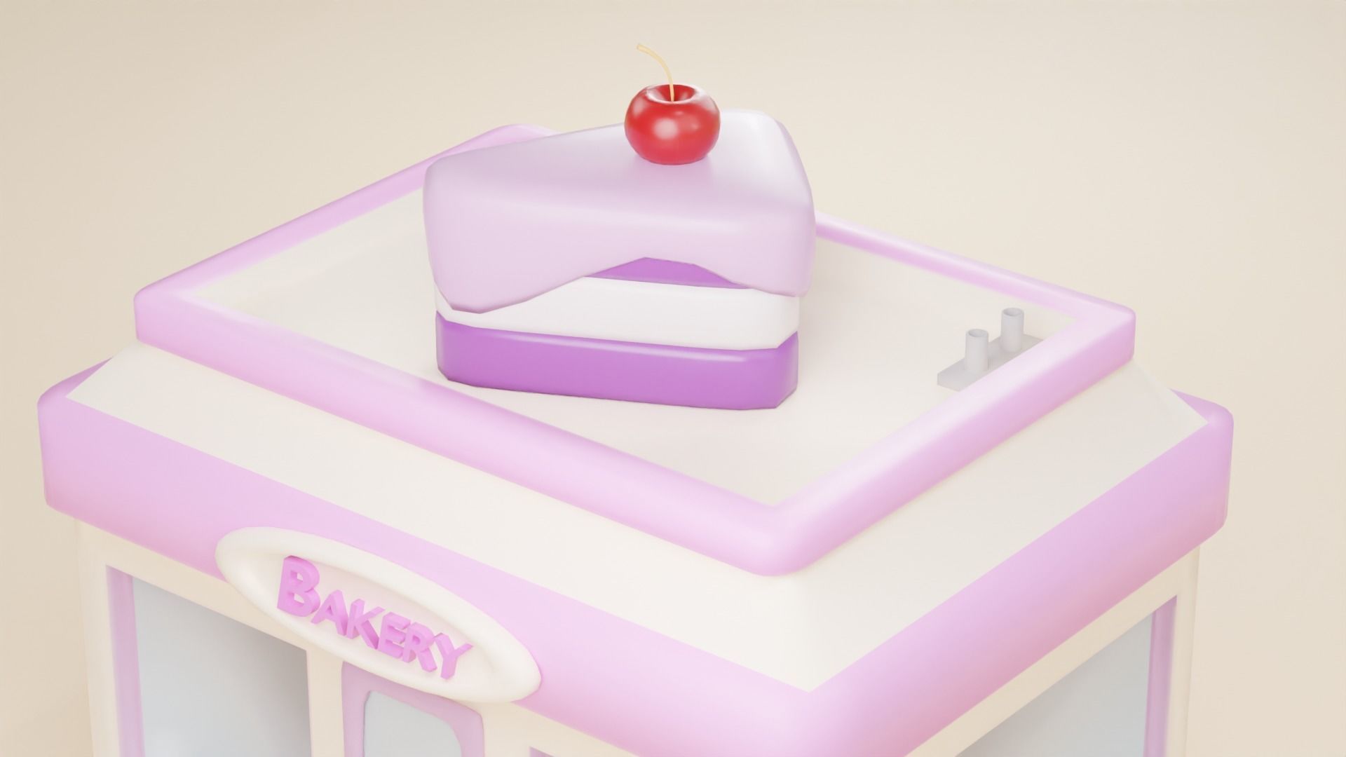 Bakery house Low-poly 3D model_3