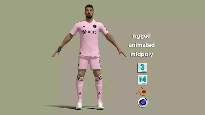 T-Pose Rigged Luis Suarez Miami 3D model